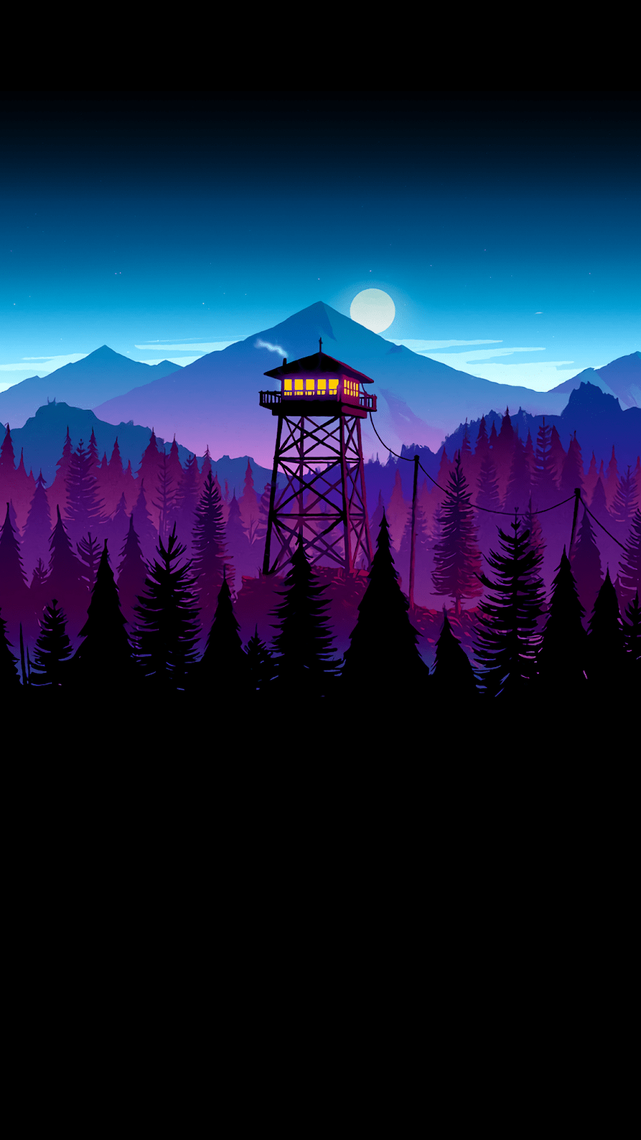 900x1600 Firewatch Night Wallpaper for Saving battery for Amoled display