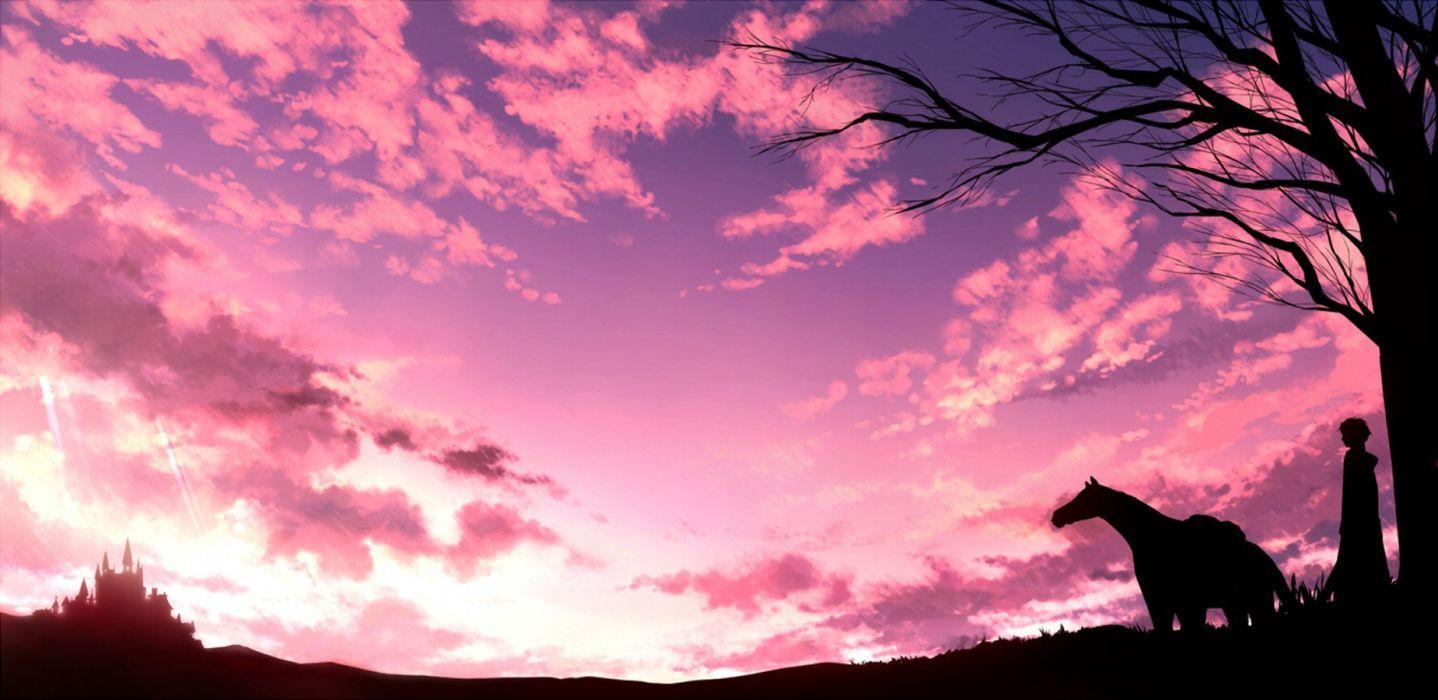 1438x700 Anime City Pink Wallpaper
