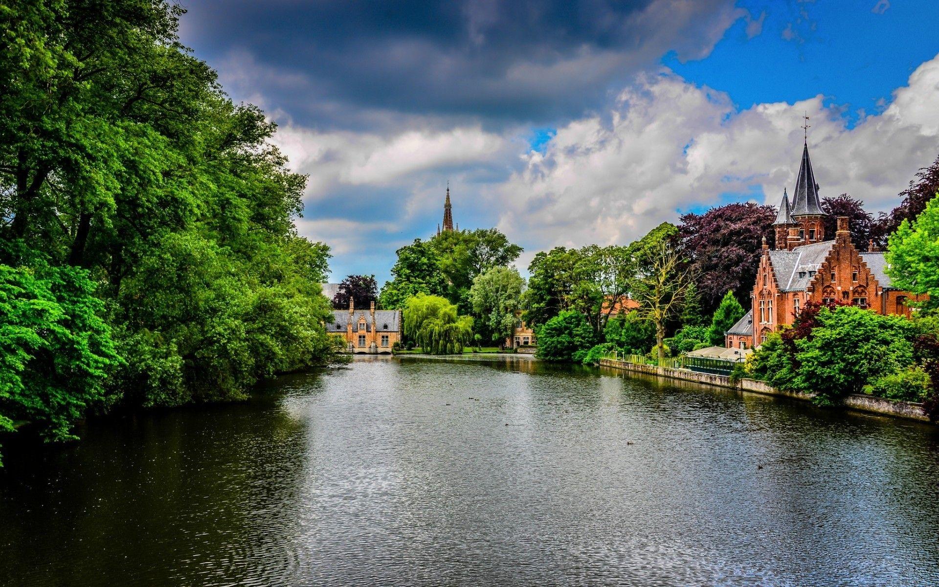 1920x1200 Brugge Belgium Kasteel Beauvigne Minnewater Park