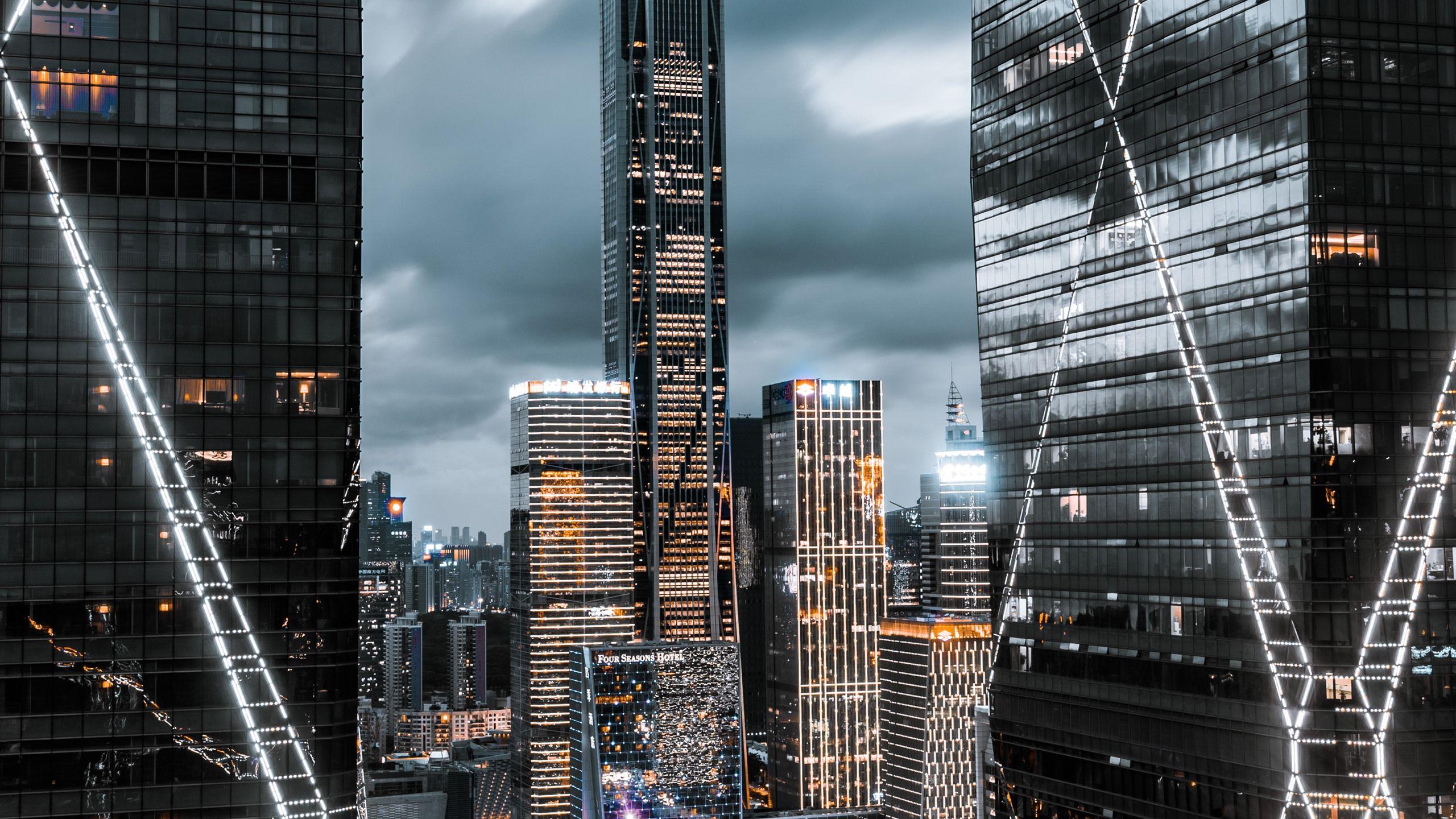 2560x1440 Wallpaper Shenzhen Ping An Financial Center, skyscrapers, city