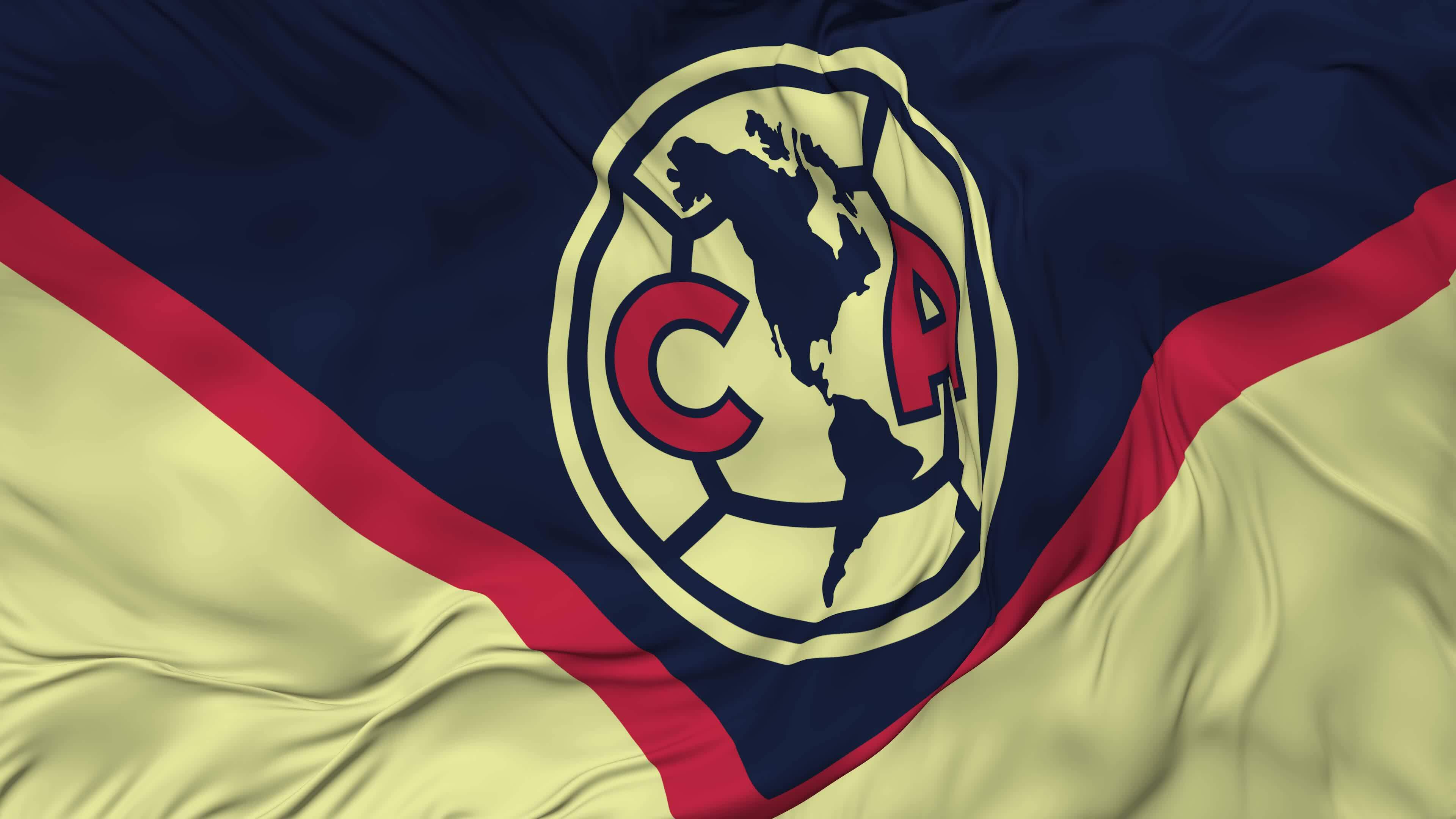 3840x2160 Club de Futbol America SA de CV, Club America Flag Seamless Looping Background, Looped Bump Texture Cloth Waving Slow Motion, 3D Rendering