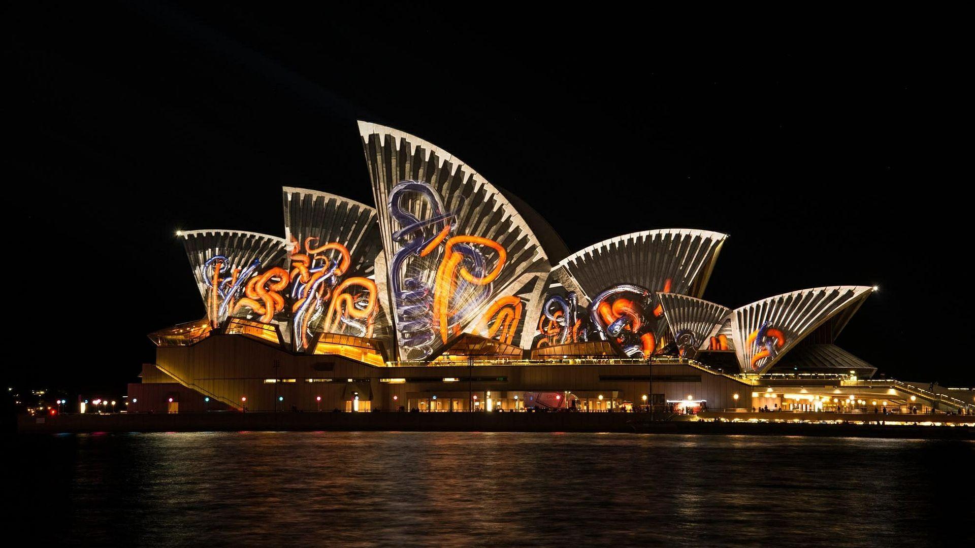 1920x1080 Light Show Opera House Sydney City HD Wallpaper Sydney