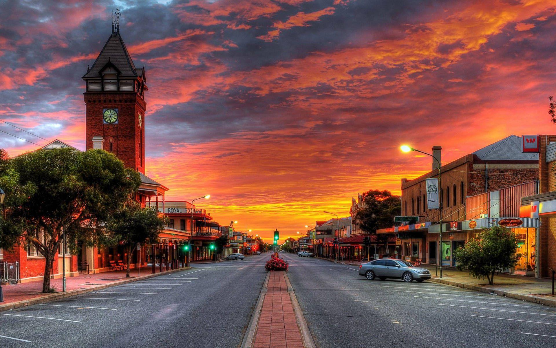 1920x1200 Australia Streets Sunset Wallpaper