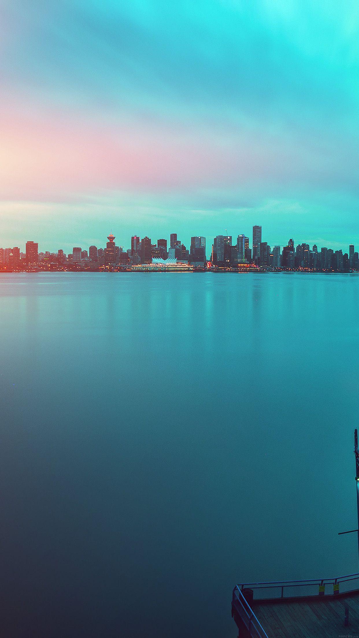 1242x2208 Lake City Green Flare Afternoon Nature Wallpaper