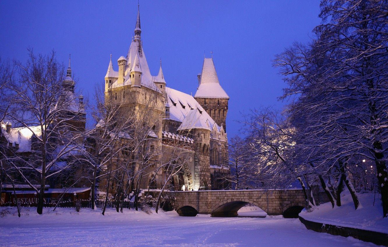 1332x850 Wallpaper winter, snow, the city, photo, castle, Hungary, Budapest