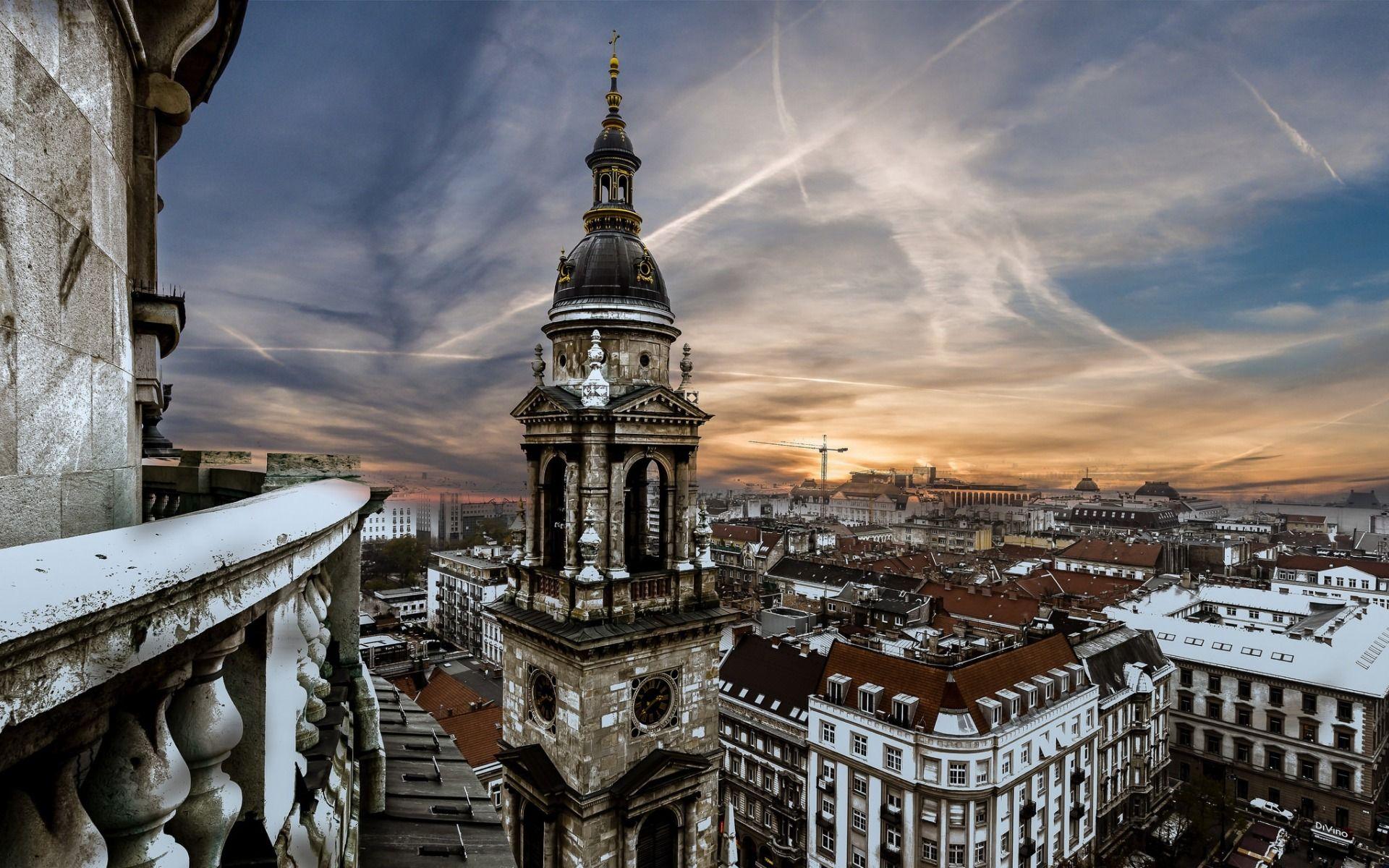 1920x1200 Download wallpaper St Stephens Basilica, Budapest, winter, snow