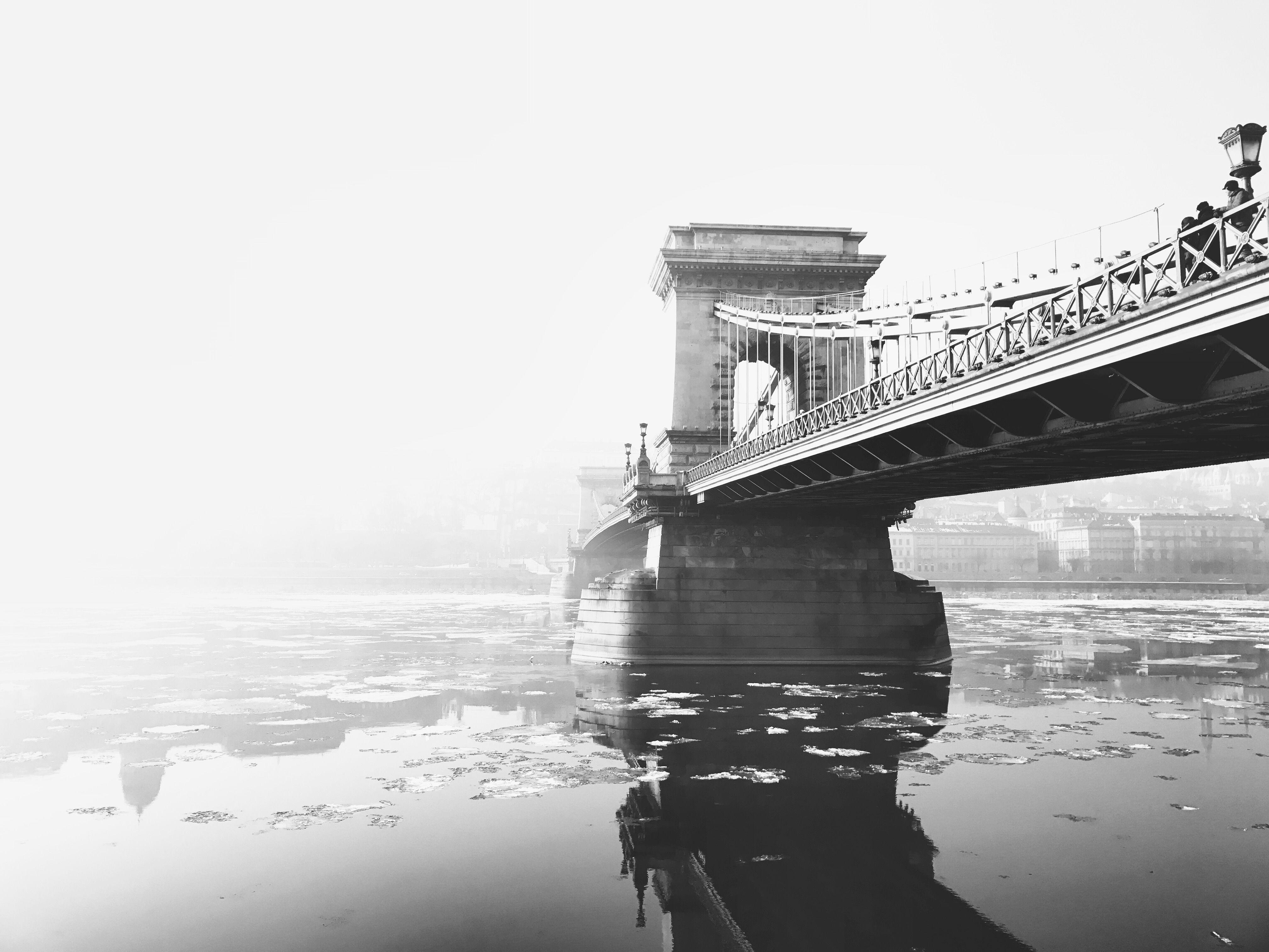 4032x3024 Download Wallpaper winter river white bridge black and budapest