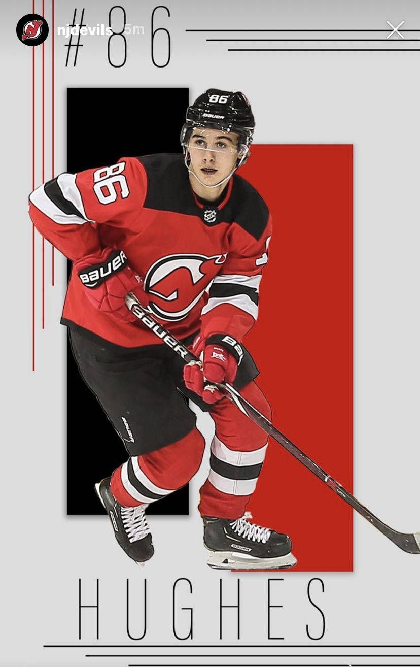 828x1314 Download Nhl Star Jack Hughes In Action Wallpaper