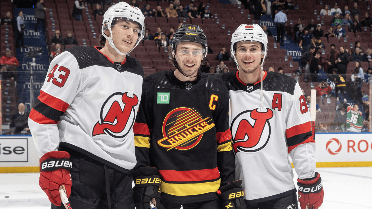 1280x720 Hughes Brothers Enjoy 'pretty Cool' Photo Prior To Devils Canucks Game