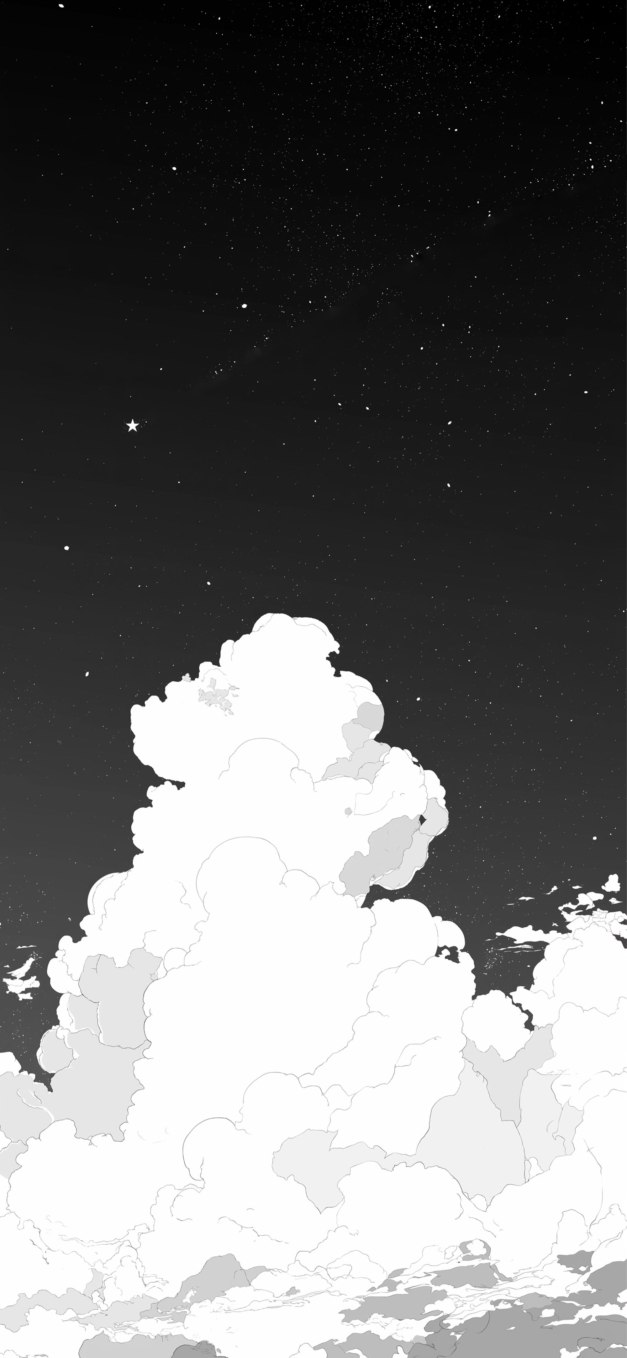 2000x4329 Minimal Black Sky & Clouds Aesthetic Wallpaper