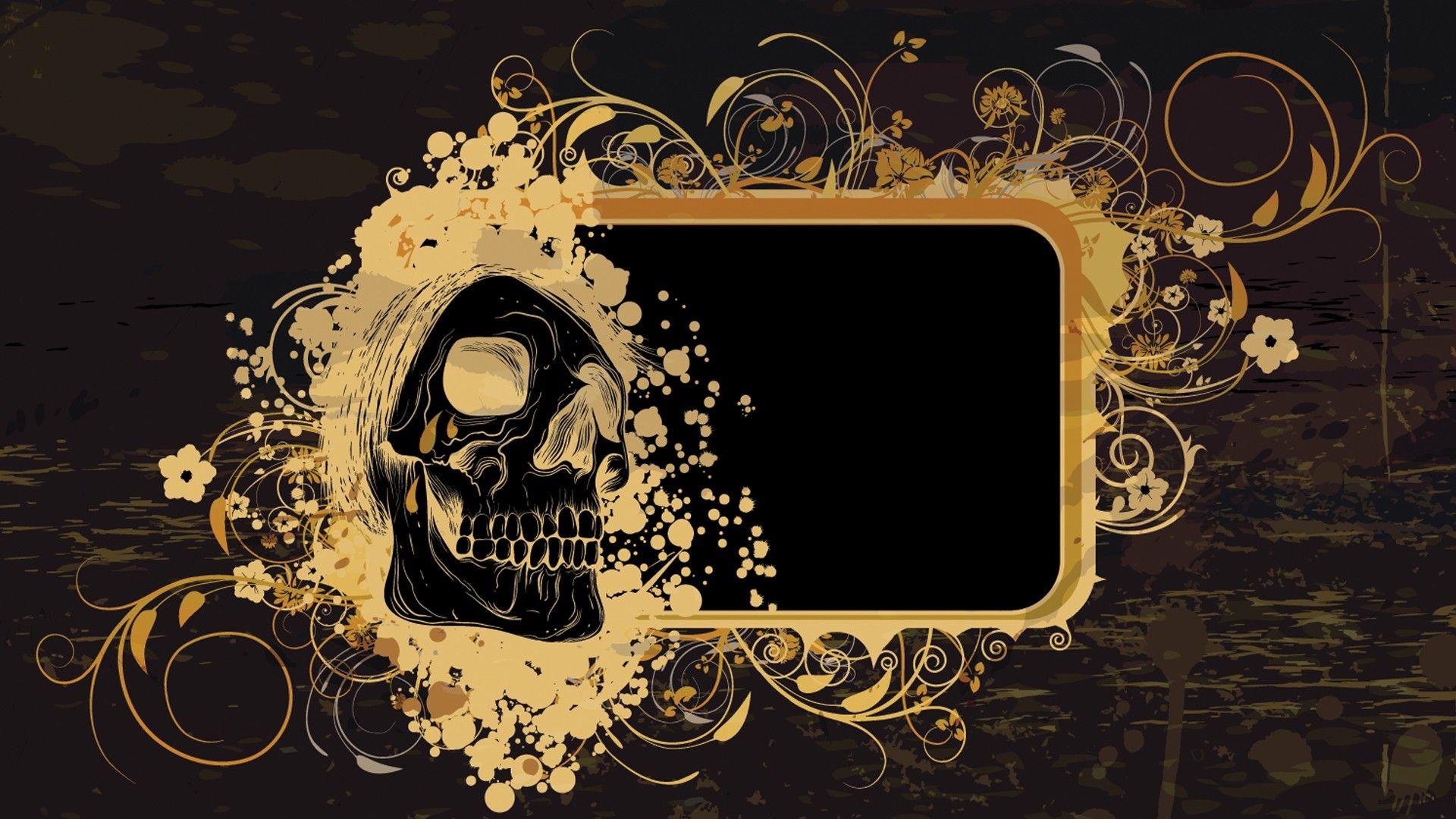1920x1080 skulls, pattern, grunge, vectors, floral, graphics, grunge
