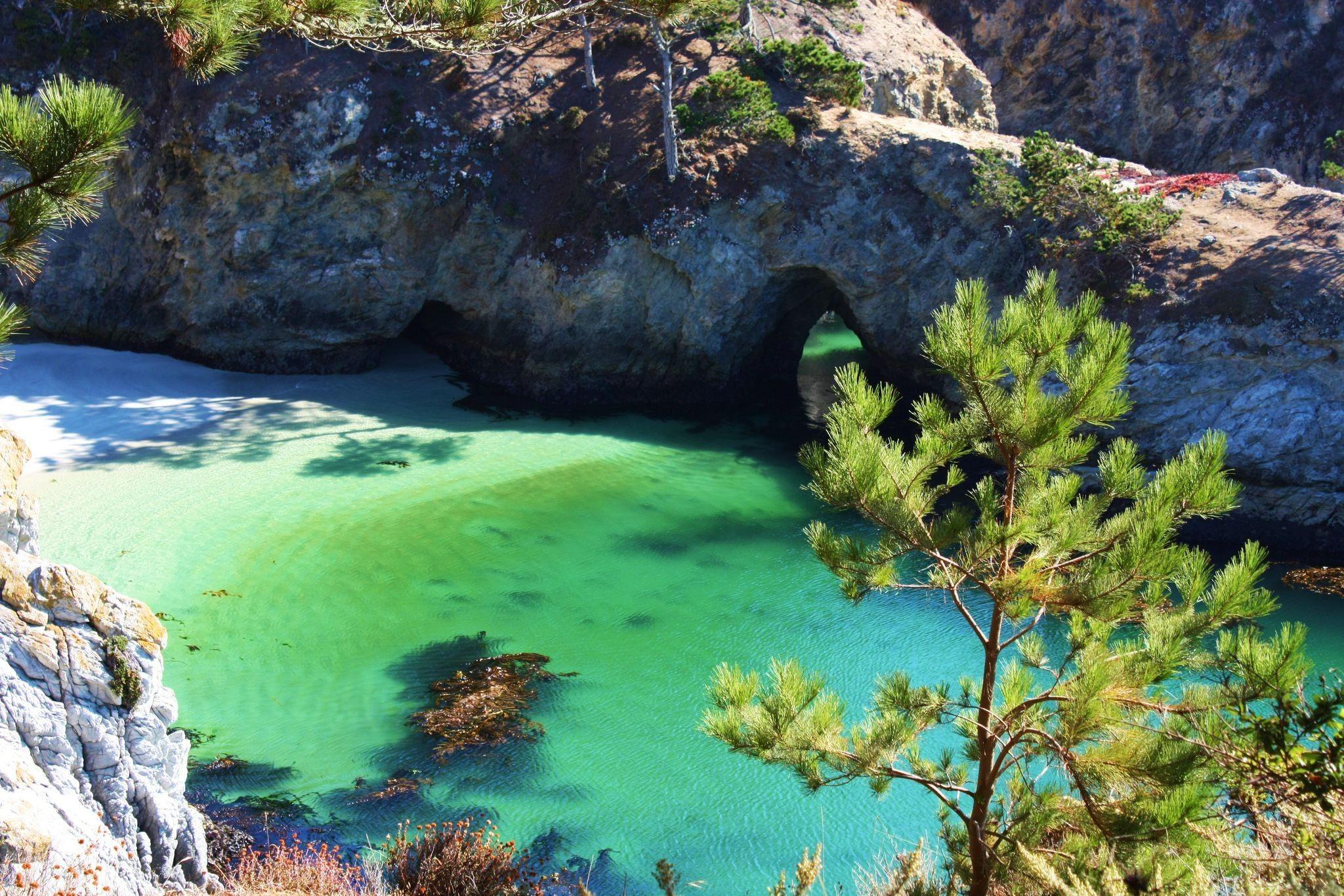 2048x1365 Beach: Cove Rocks Lobos California Point Sand Cliff China Sur Big