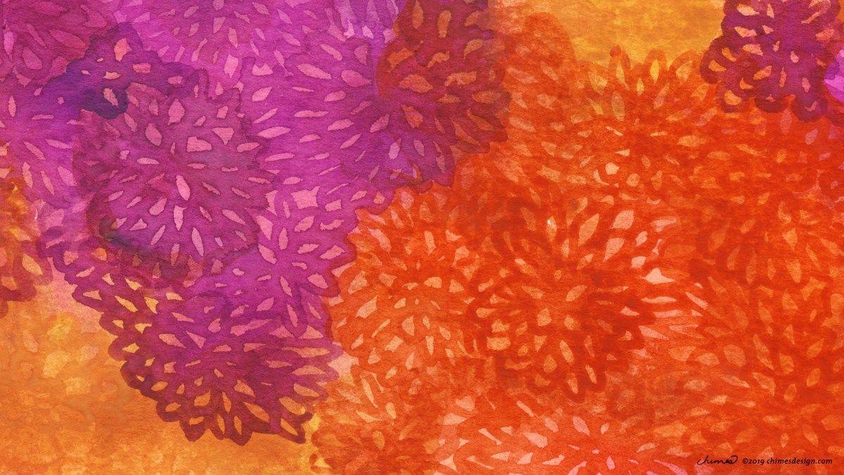 1200x675 Watercolor Mums Desktop Wallpaper—Free Download