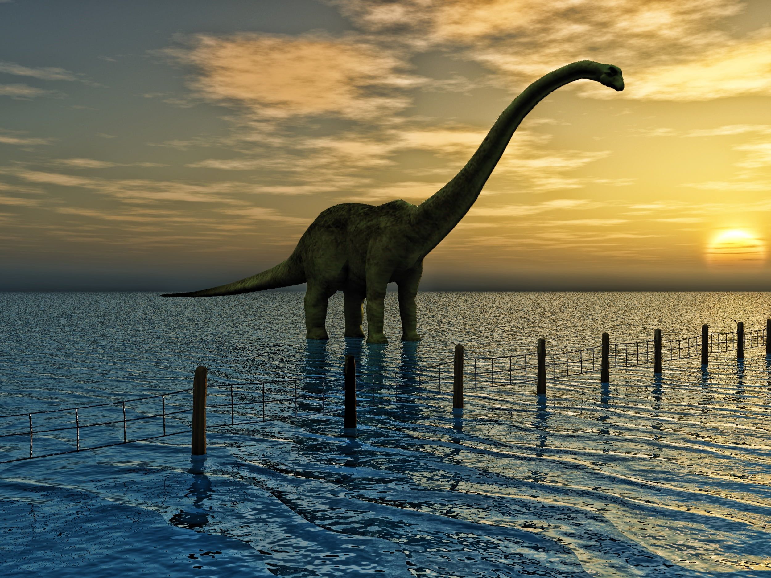 2500x1875 Green brontosaurus HD wallpaper