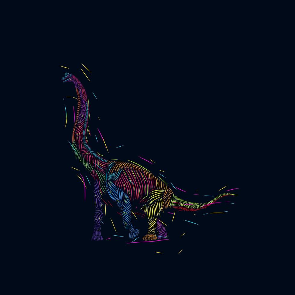 980x980 the brontosaurus dino line pop art potrait colorful logo design with dark background