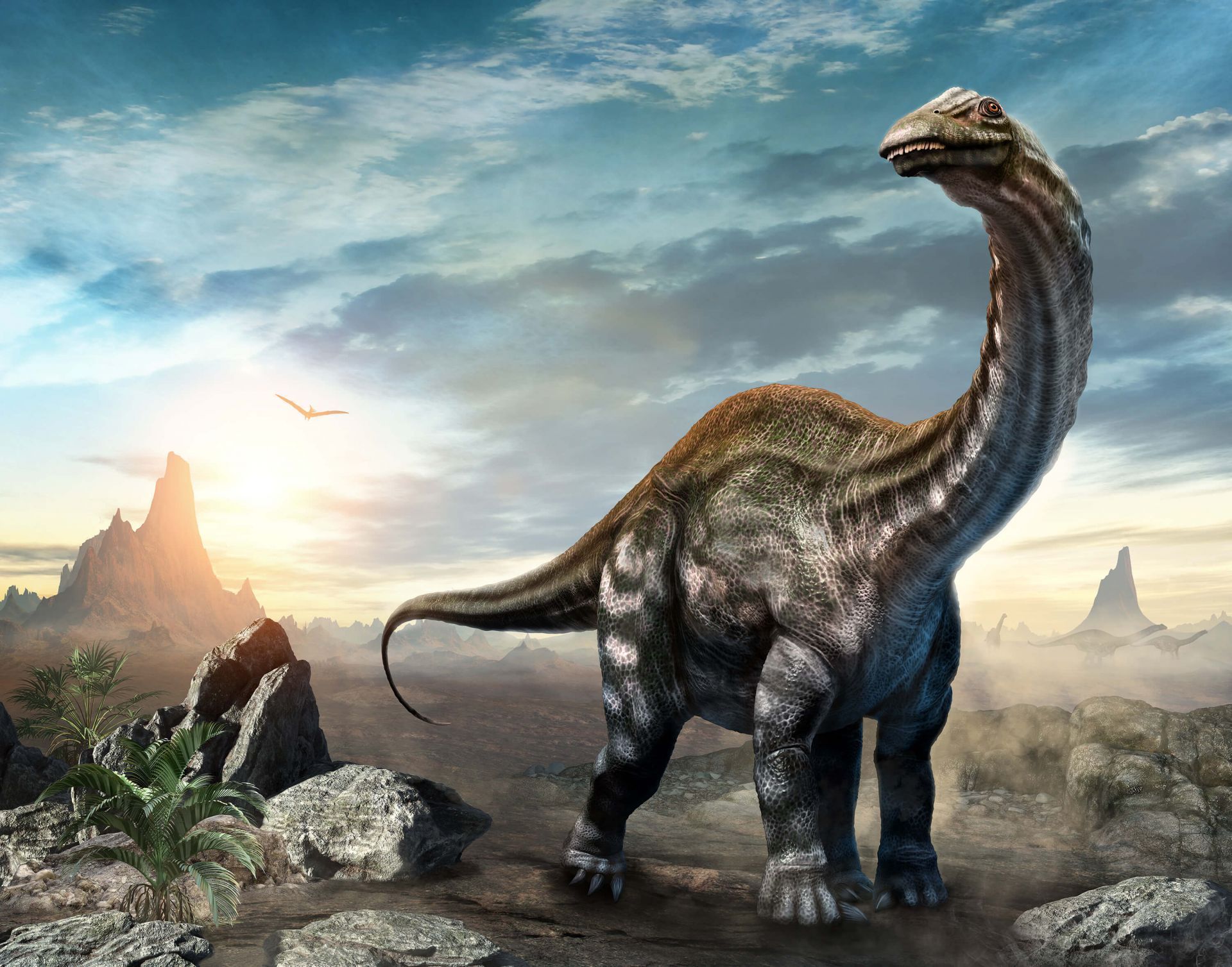 1920x1508 Apatosaurus in the mountains