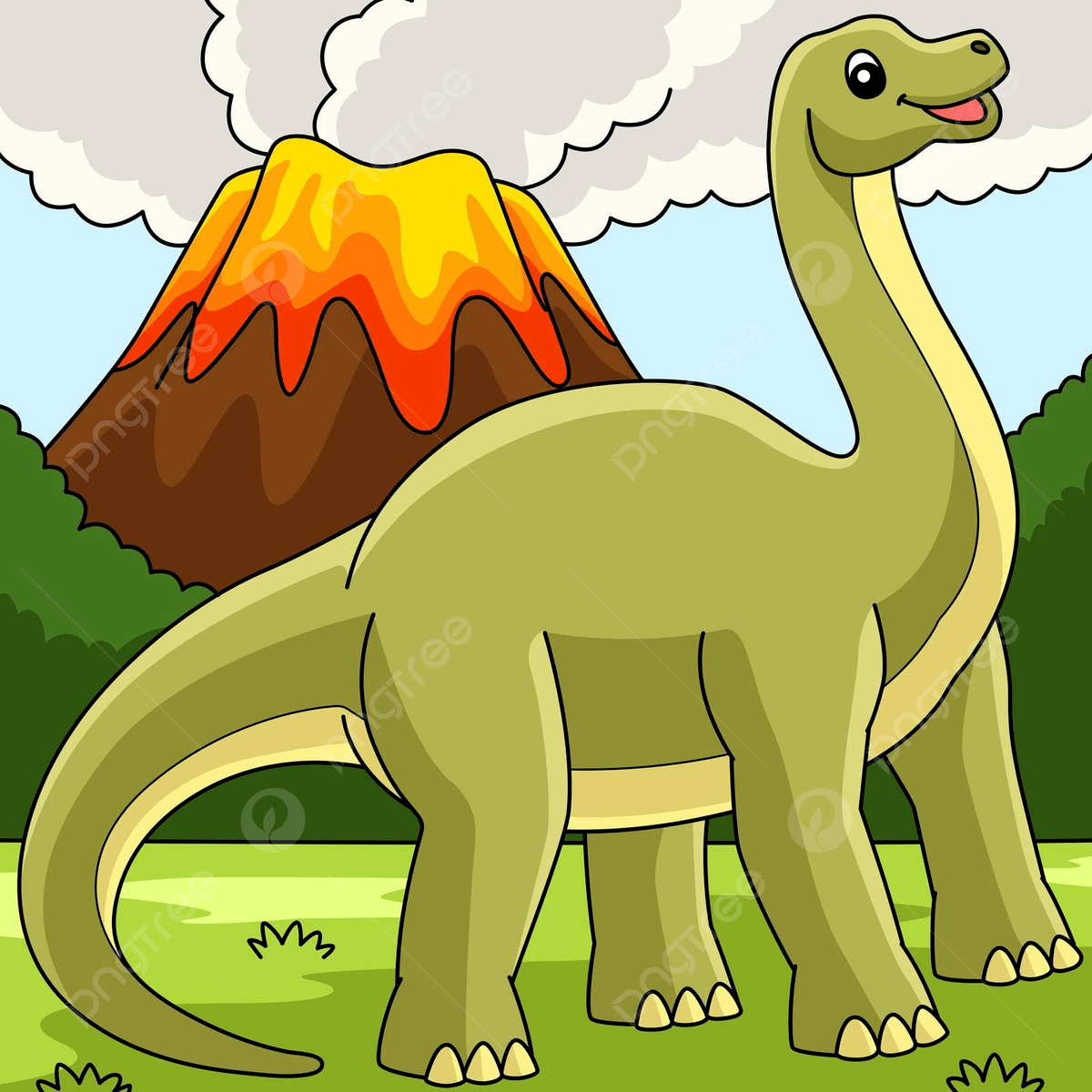 1200x1200 Brontosaurus Dinosaur Colored Cartoon Illustration Hand Drawn Color Quadruped Sauropod Dinosaurs Vector, Dinosaur Clipart, Hand Clipart, Cartoon Clipart Illustration Background And Wallpaper For Free Download