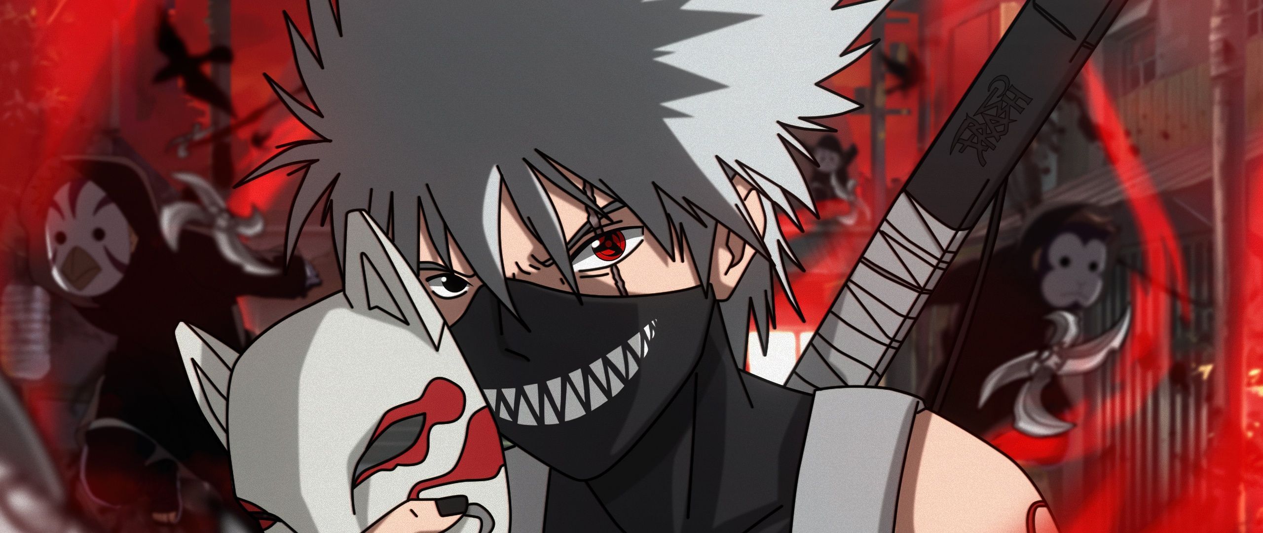 2560x1080 Kakashi Hatake Wallpaper 4K, Fan Art, Naruto, 5K