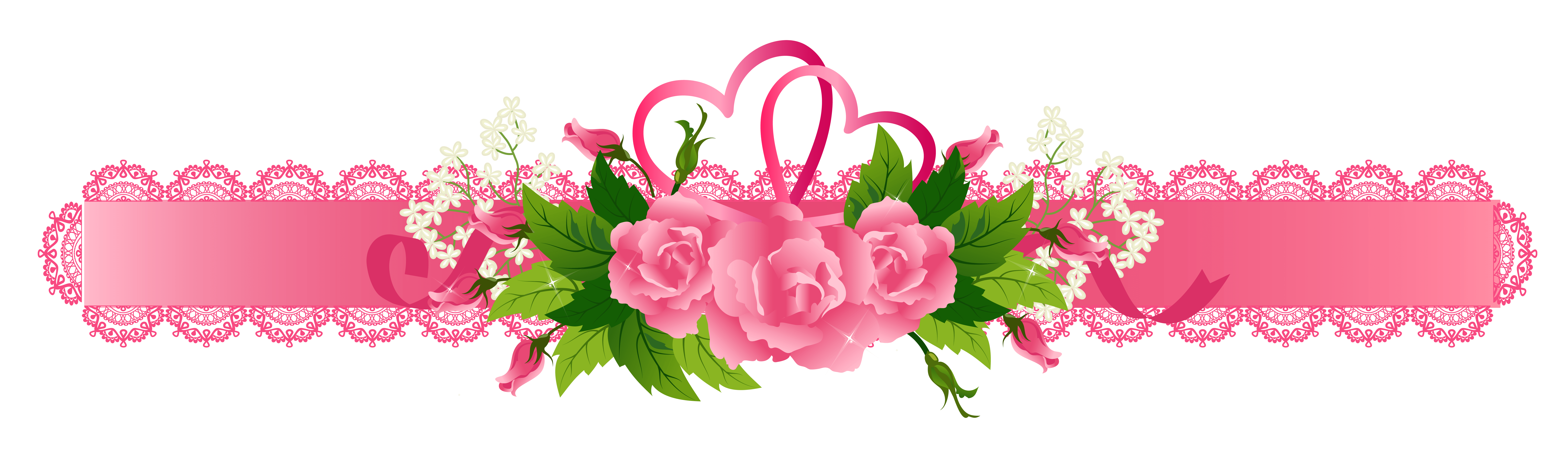 7979x2351 Decorative Pink Ribbon with Roses PNG Clipart​-Quality Free Image and Transparent PNG Clipart