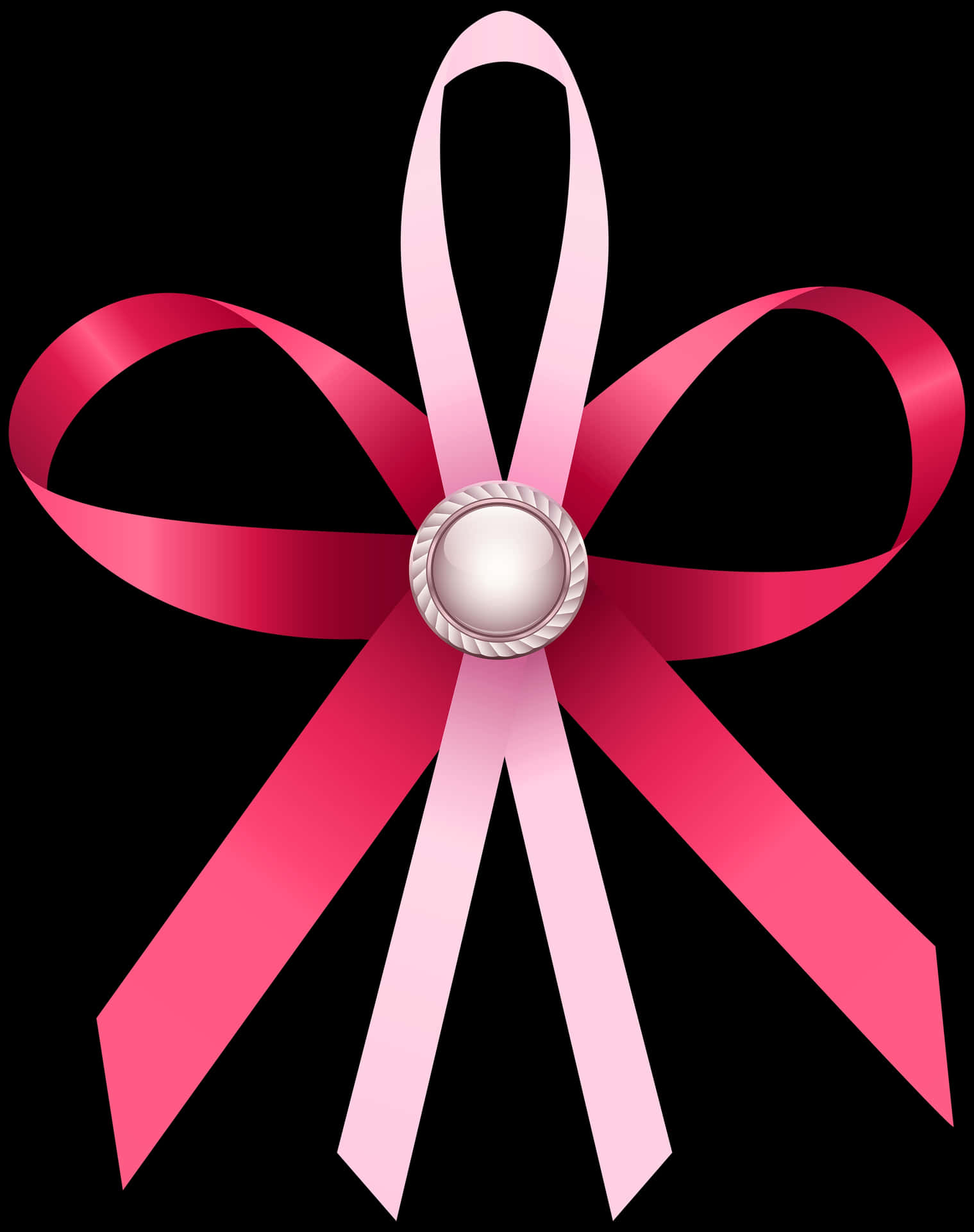 1519x1920 Download Pink Ribbon Bowwith Pearl Center Wallpaper