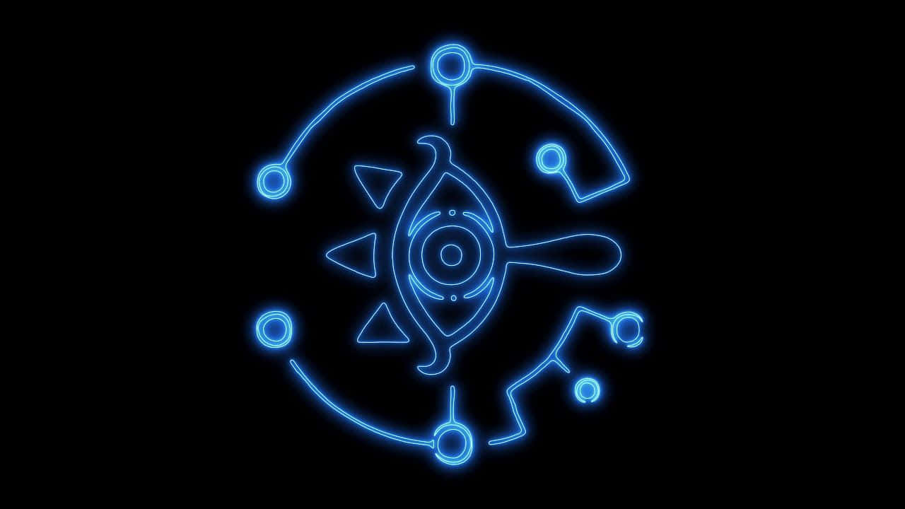 1280x720 Download The Legend Of Zelda Logo In Blue Neon Light Wallpaper