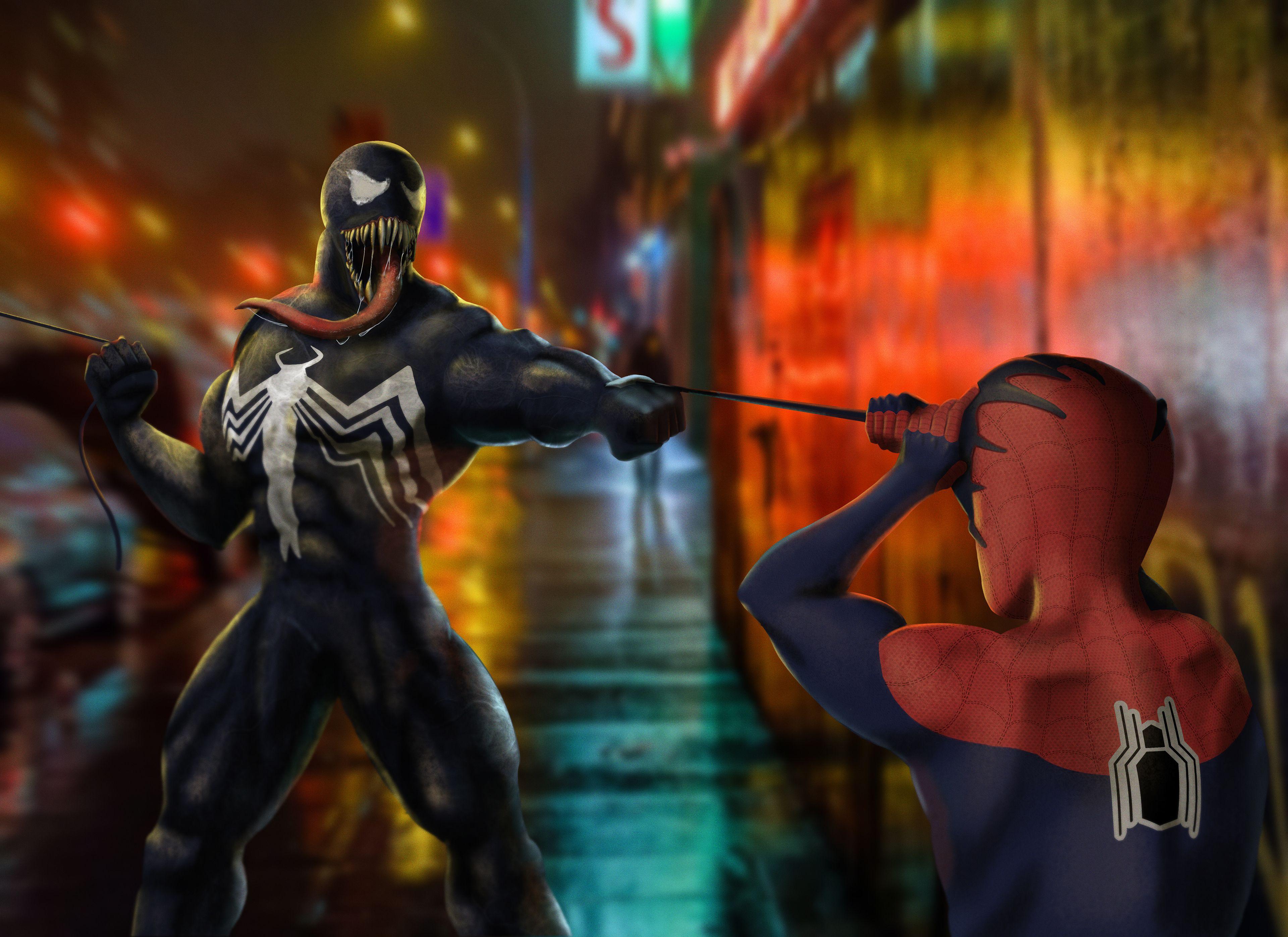 3840x2793 Wallpaper 4k SpiderMan vs Venom Art Spiderman And Venom wallpaper