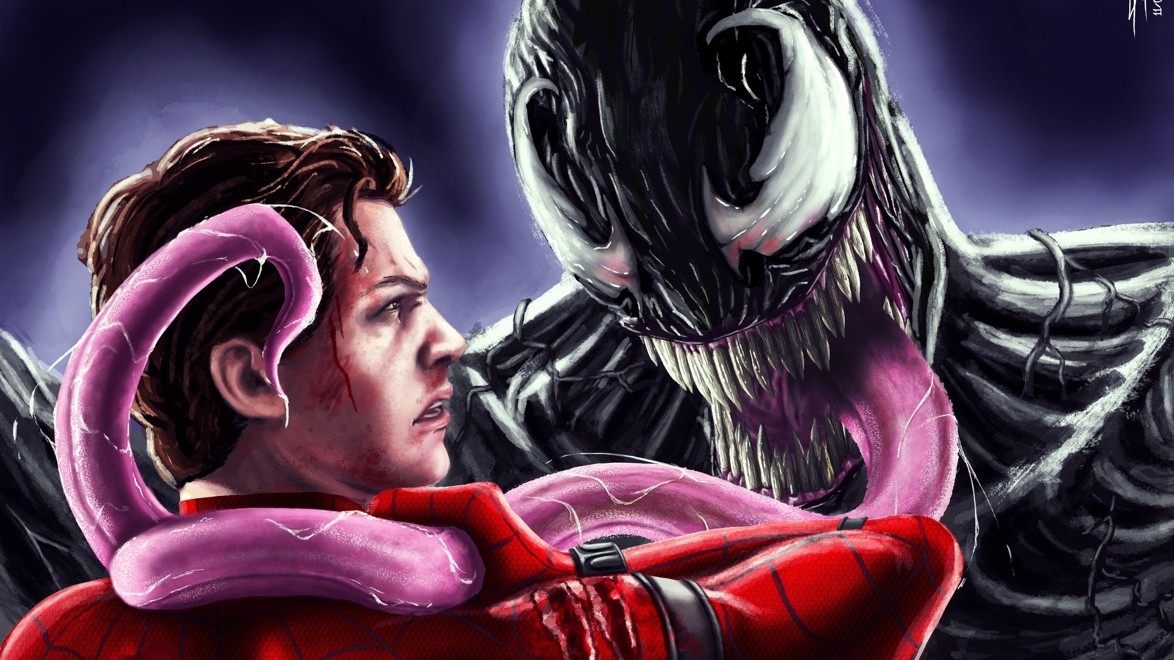 3840x2160 Wallpaper 4k Venom Vs Spiderman Homecoming Artwork 5k 4k