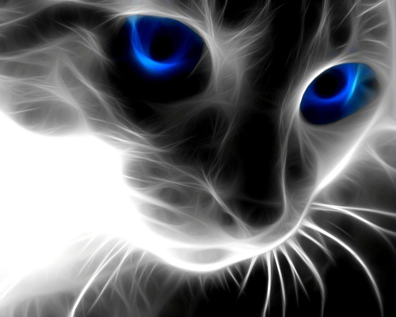 1280x1024 3D Cat Face Wallpaper