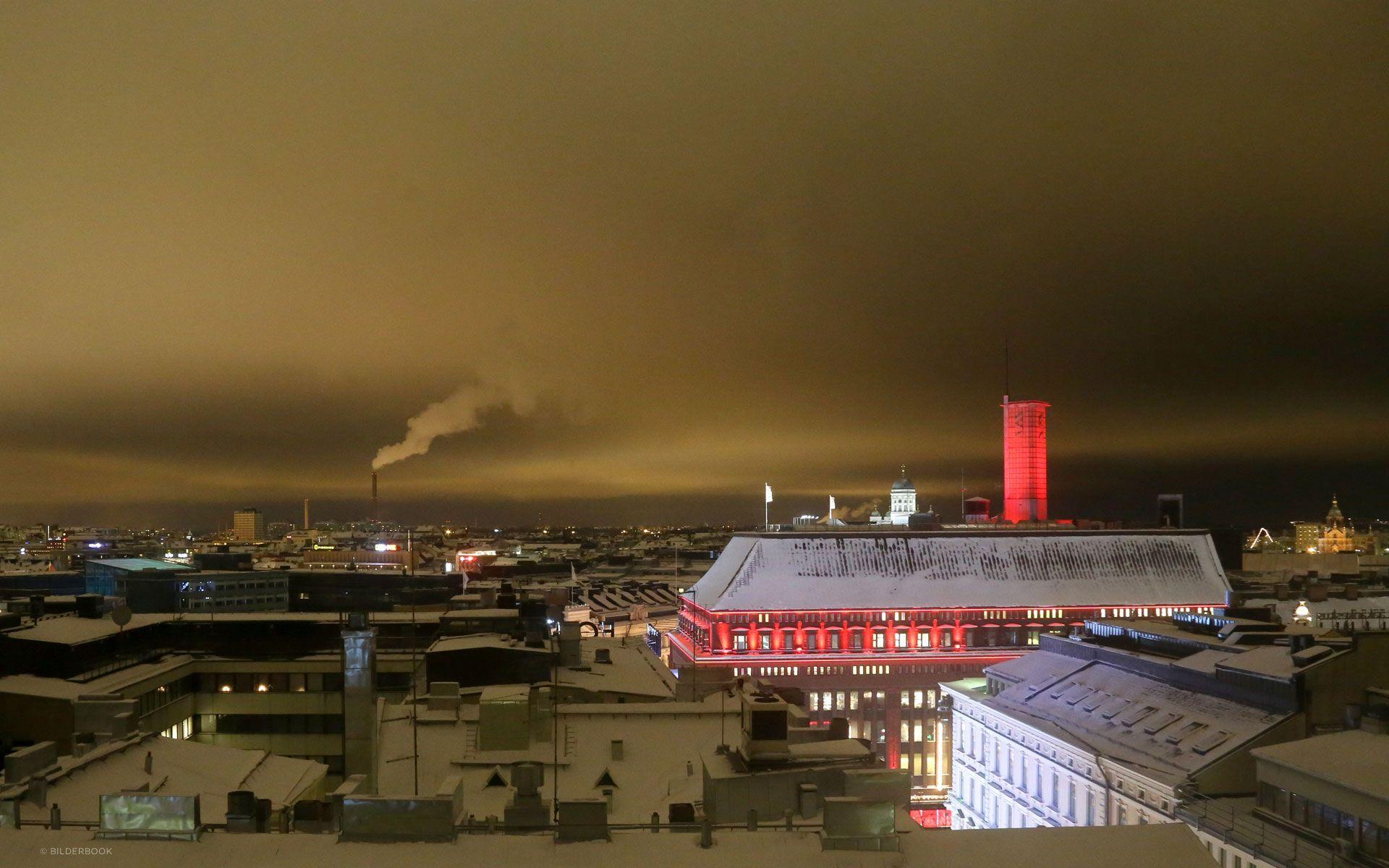 1920x1200 Helsinki: Winter Panorama Skyline By Night Wallpaper