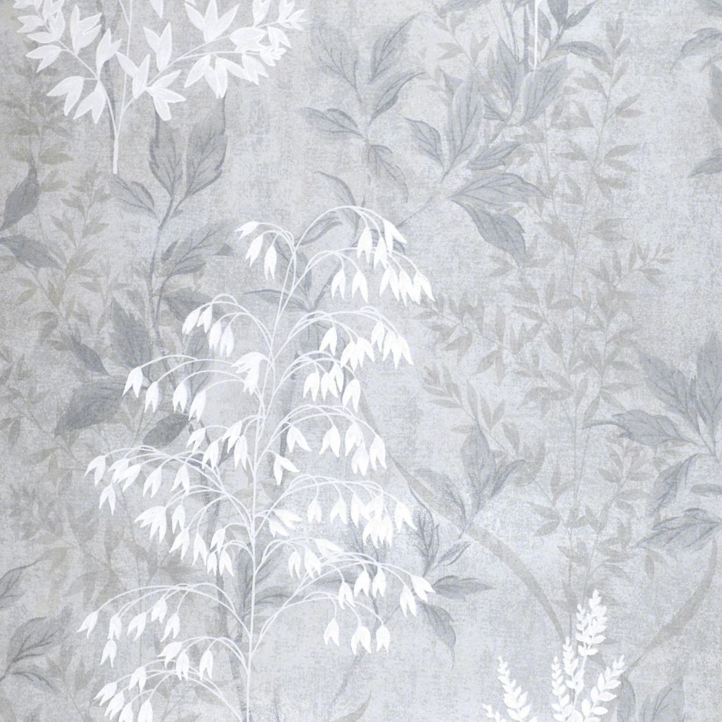 1050x1050 Rasch Autumn Leaf Wallpaper Grey Silver