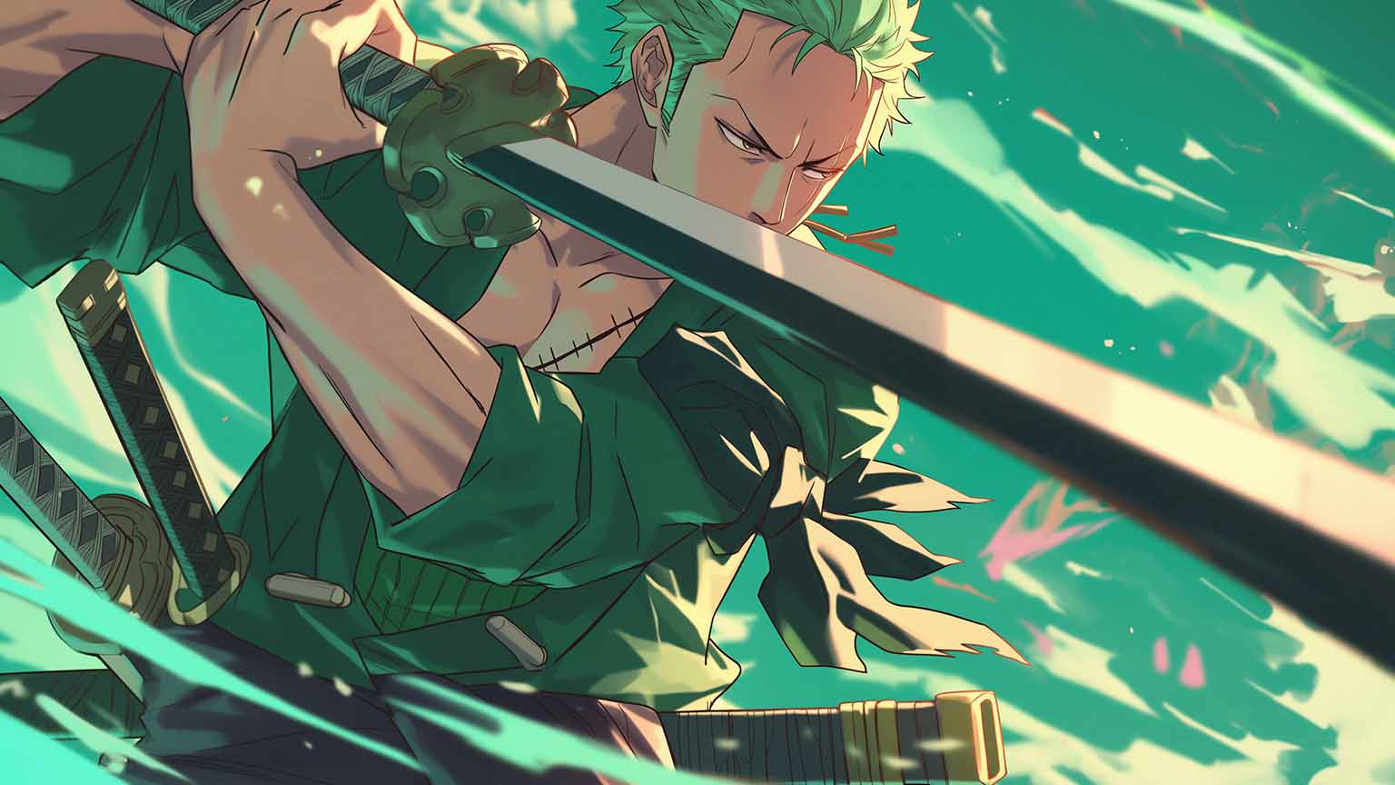 1536x864 Free One Piece Roronoa Zoro Strong Desktop Wallpaper 4K