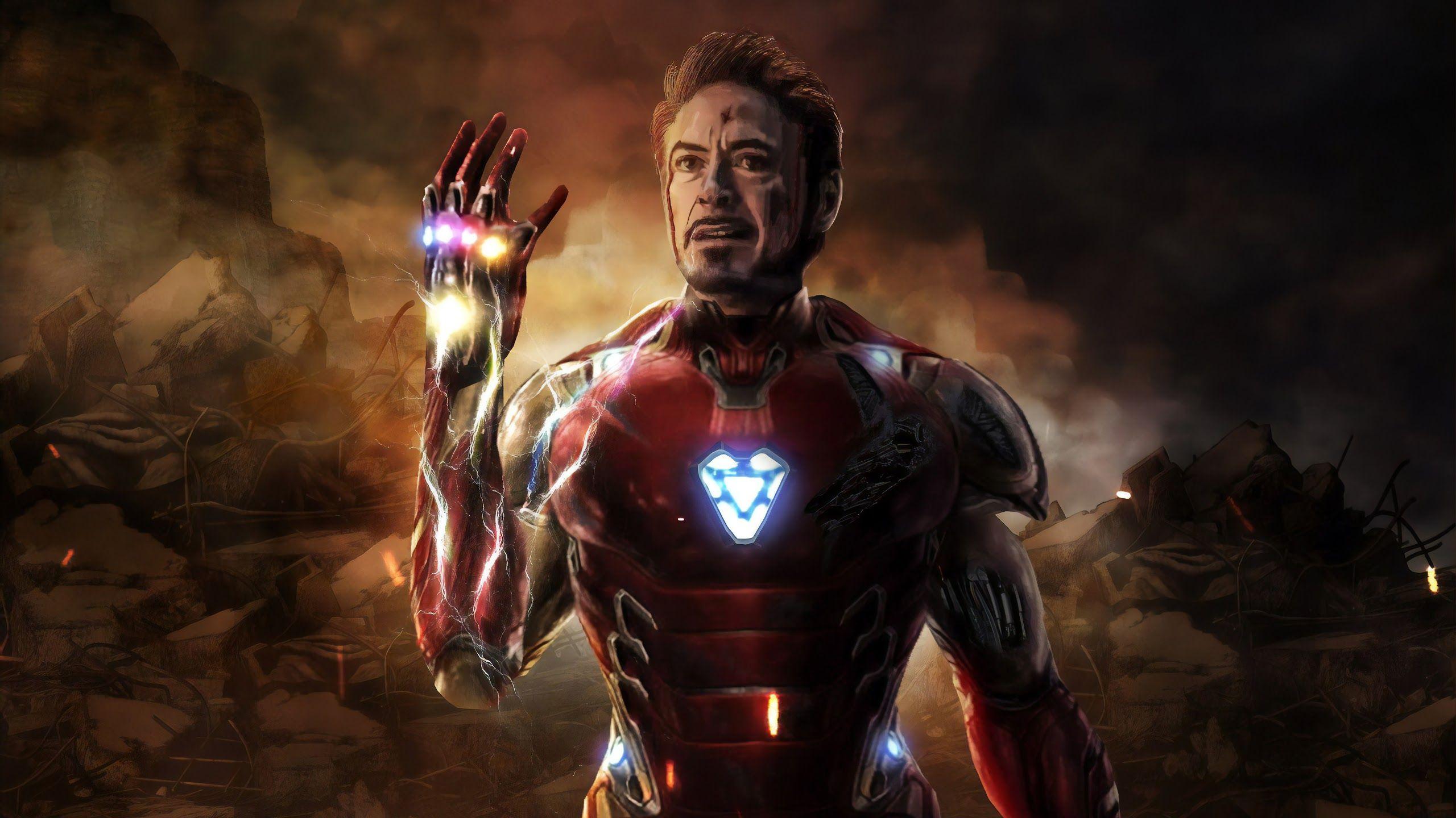 2560x1440 Avengers: Endgame Iron Man Tony Stark Infinity Stones 8K Wallpaper