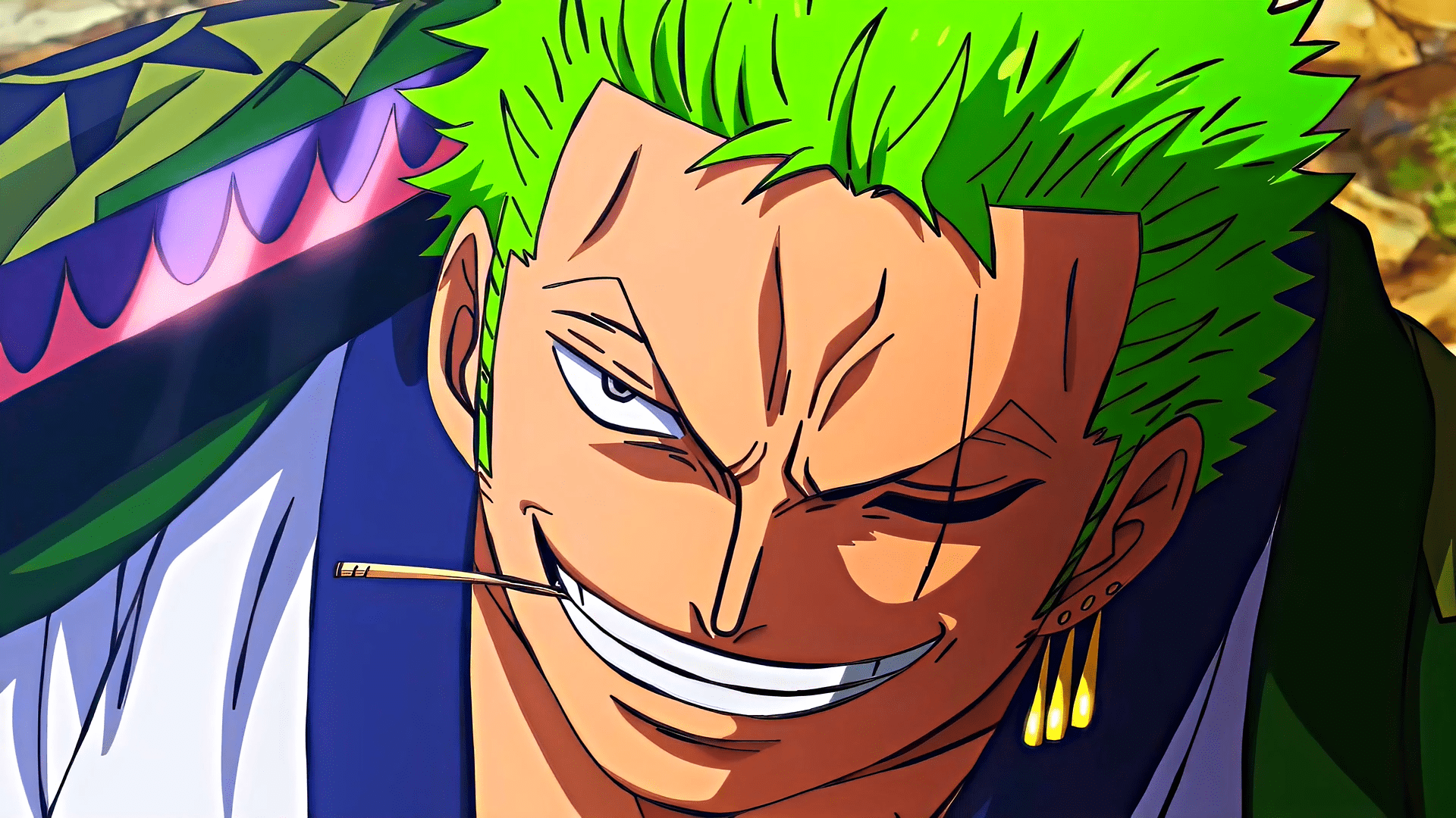 1920x1080 HD One Piece Wallpaper: Roronoa Zoro with Striking Green Hair