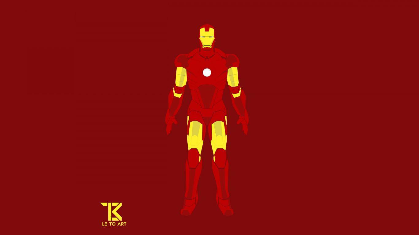1366x768 Download Iron man, minimal, marvel, superhero, art wallpaper