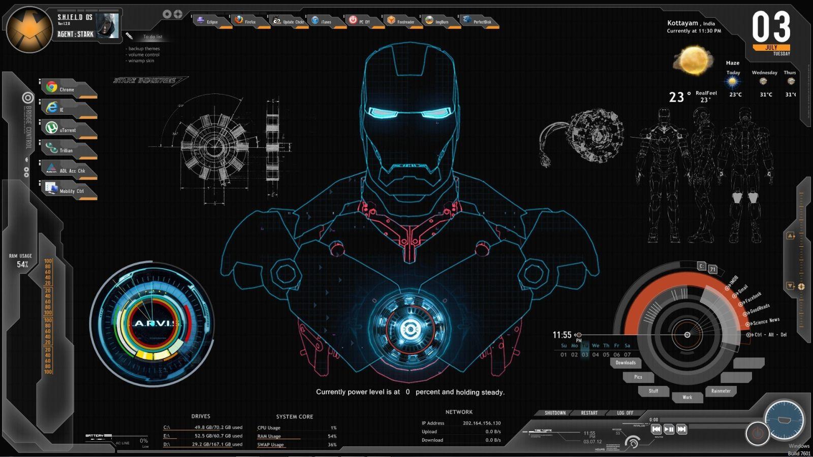 1600x900 Iron man on screen Desktop wallpaper 1600x900