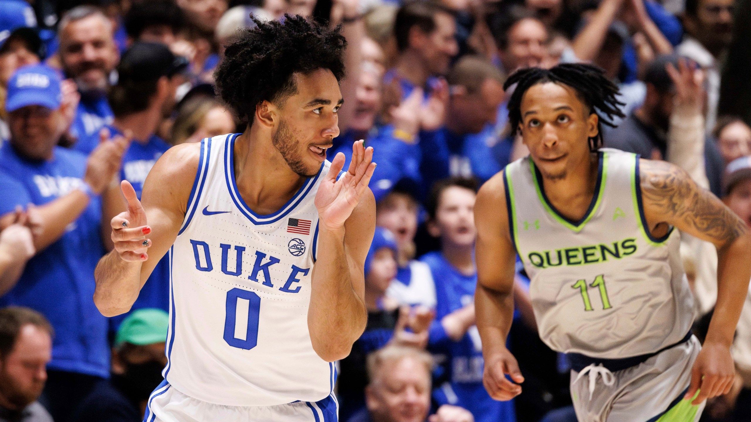 2560x1440 McCain Continues Hot Shooting With 24 Points, No. 16 Duke Beats Queens 106 69