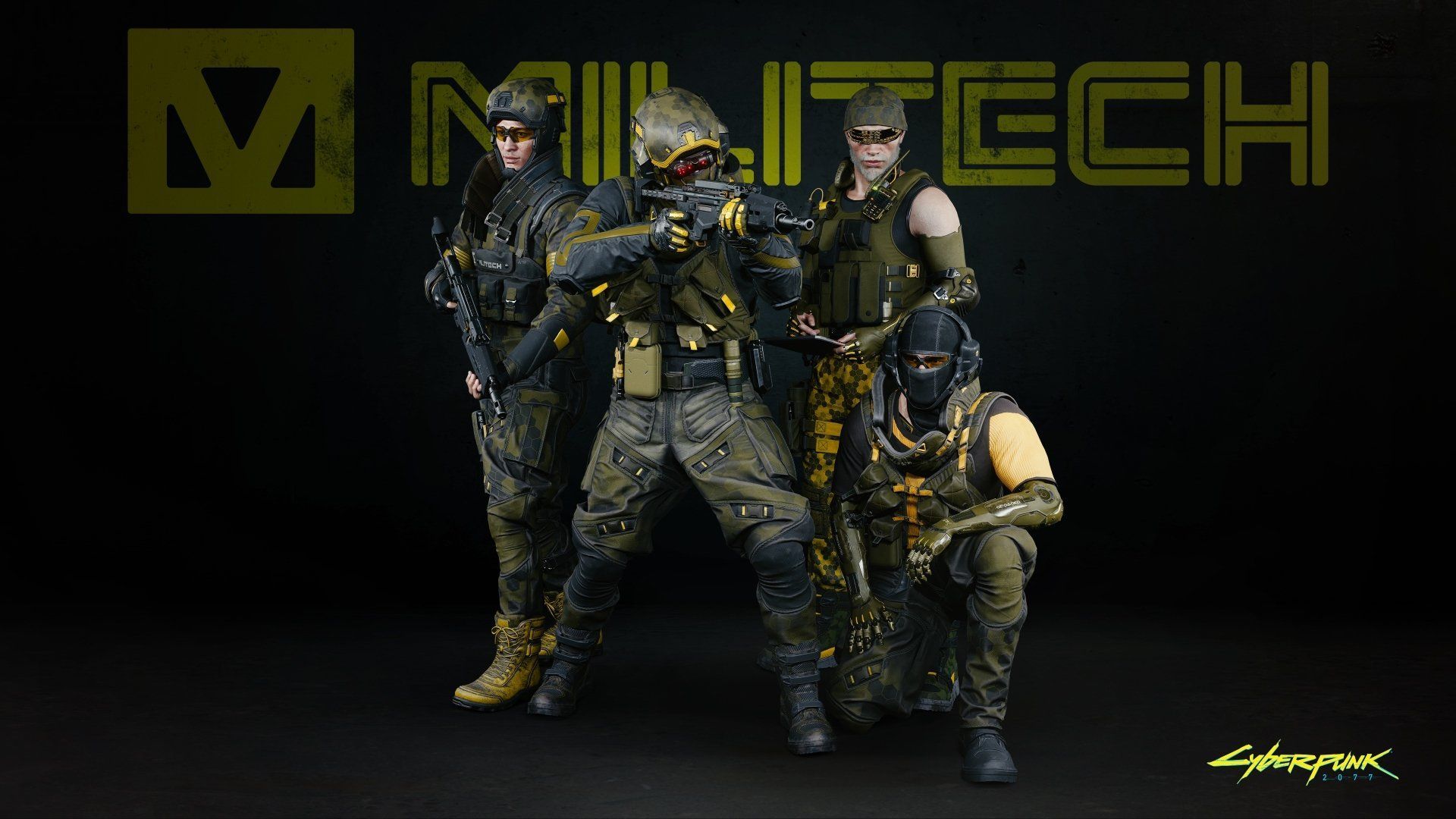 1920x1080 Cyberpunk 2077 Militech Elite SquadK Ultra HD Wallpaper