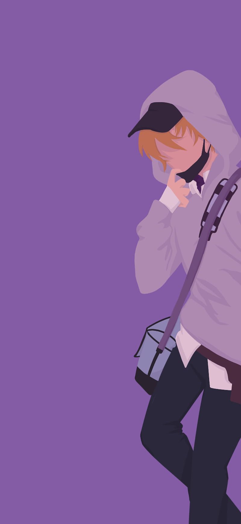 800x1733 Eugene, anime, anime boy, dangerous fellows, minimalist, minimalist art, purple, HD phone wallpaper