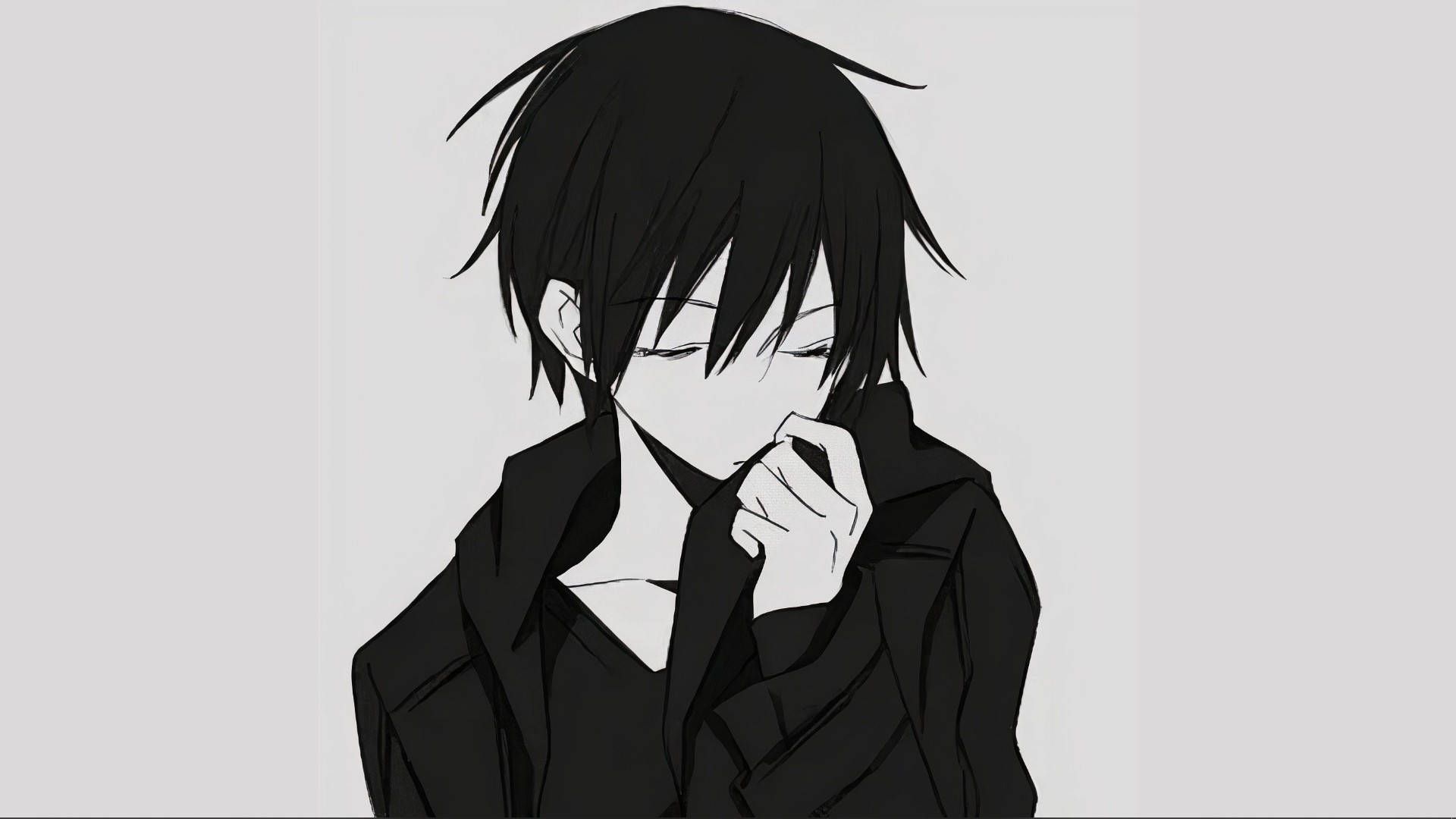 1920x1080 Black And White Anime Boy Wallpaper