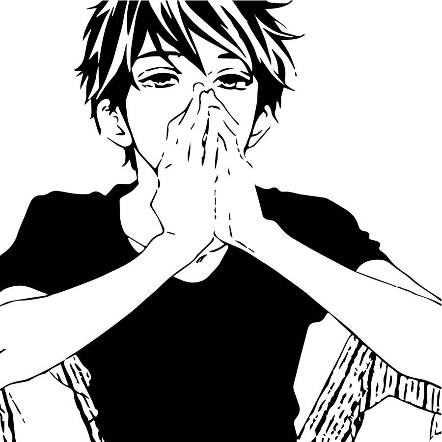 900x900 Alone Sad Anime Boys Cool Drawing Wallpaper