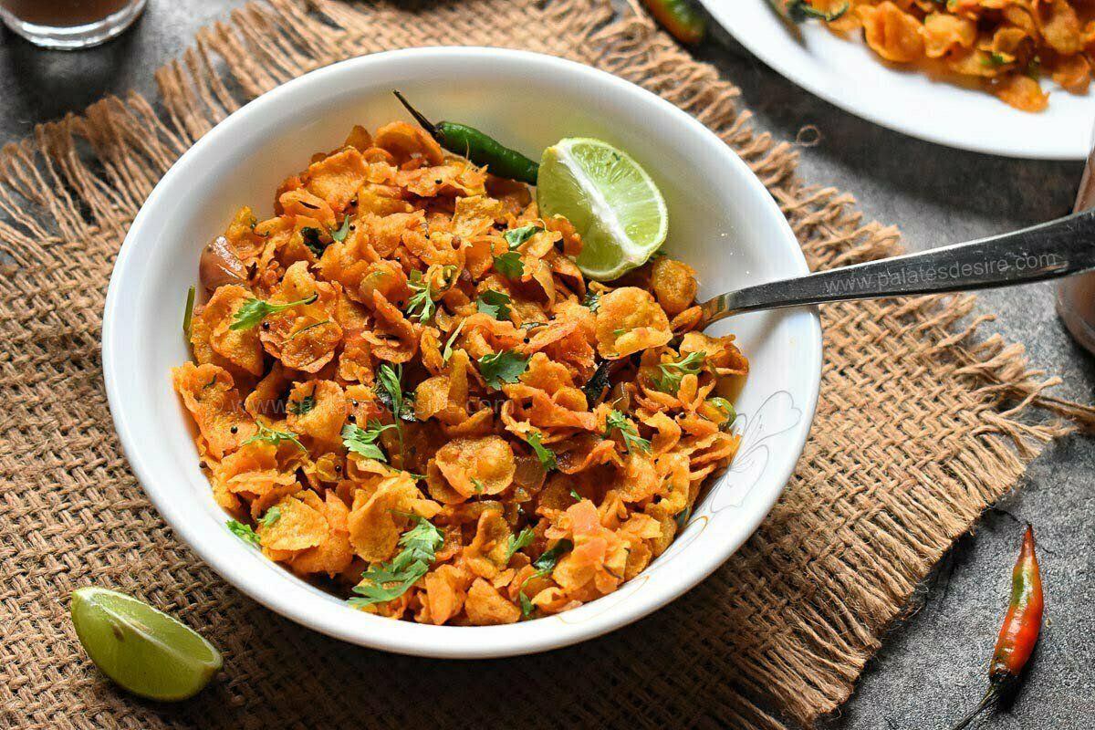 1200x800 Instant Cornflakes Upma. Cornflakes recipe. Spicy corn flakes recipe. Quick and Easy Breakfast