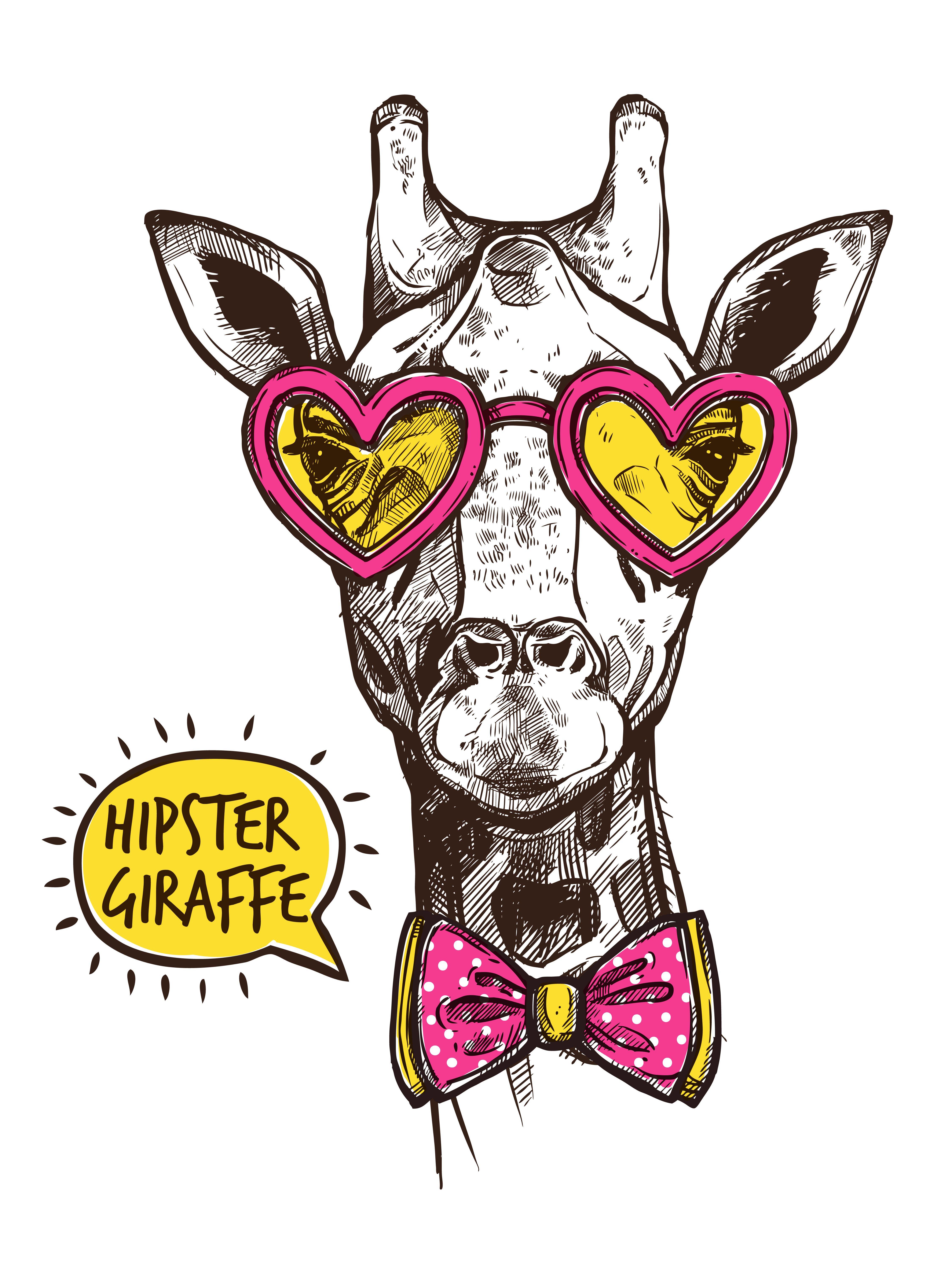 4500x6000 Hipster Animal Poster Free Vectors, Clipart Graphics