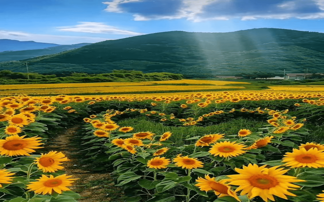 1280x800 Heart Shaped Sunflower Field Wallpaper Web Store