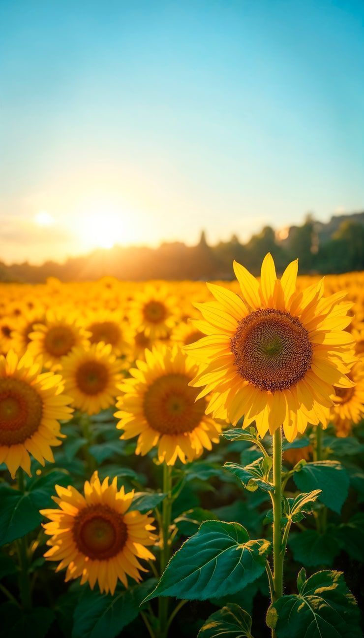 740x1295 Sunset Behind Sunflower Photo Free High Quality Picture