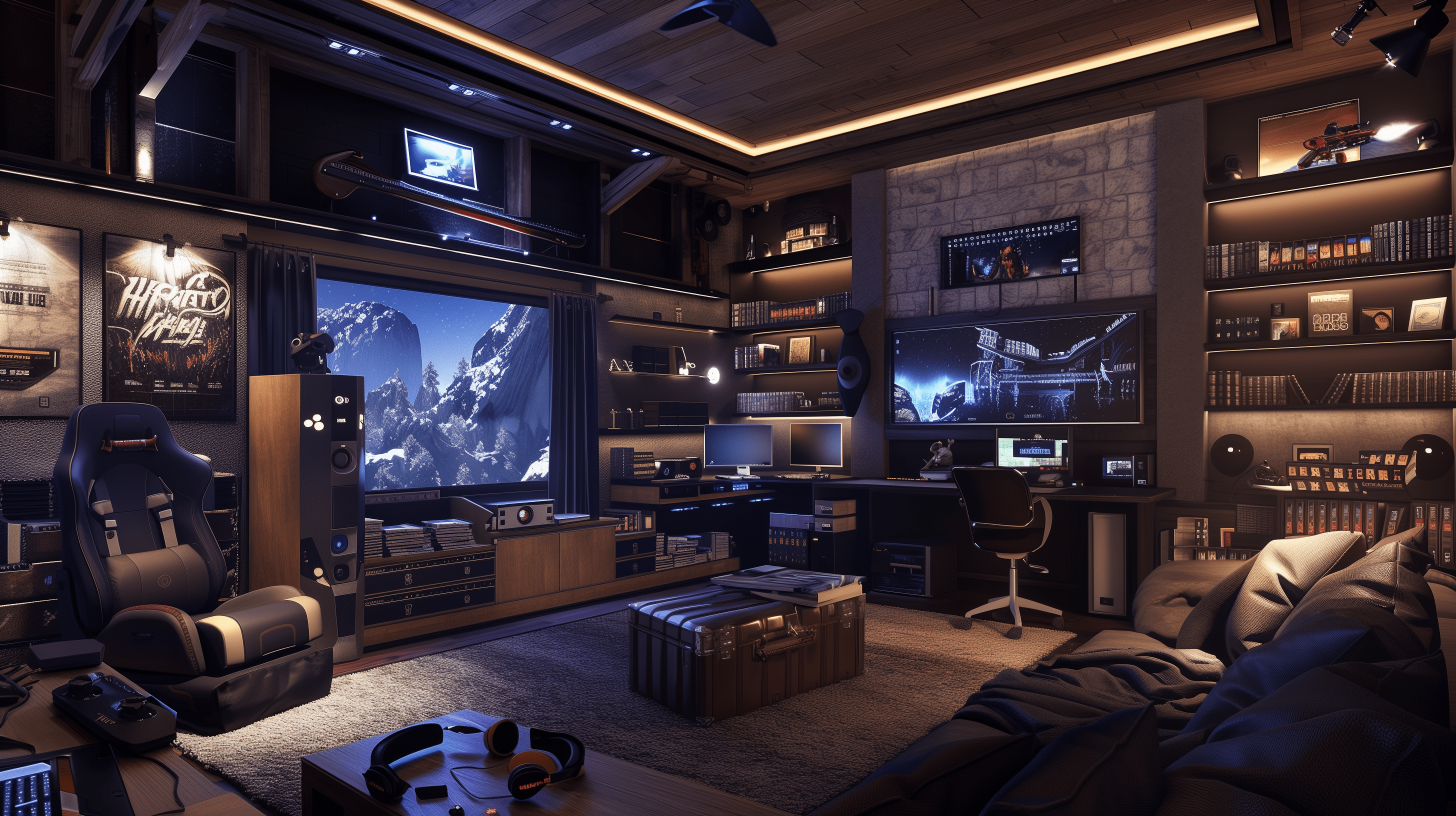 2912x1632 Ultimate Game Room Interior HD Wallpaper