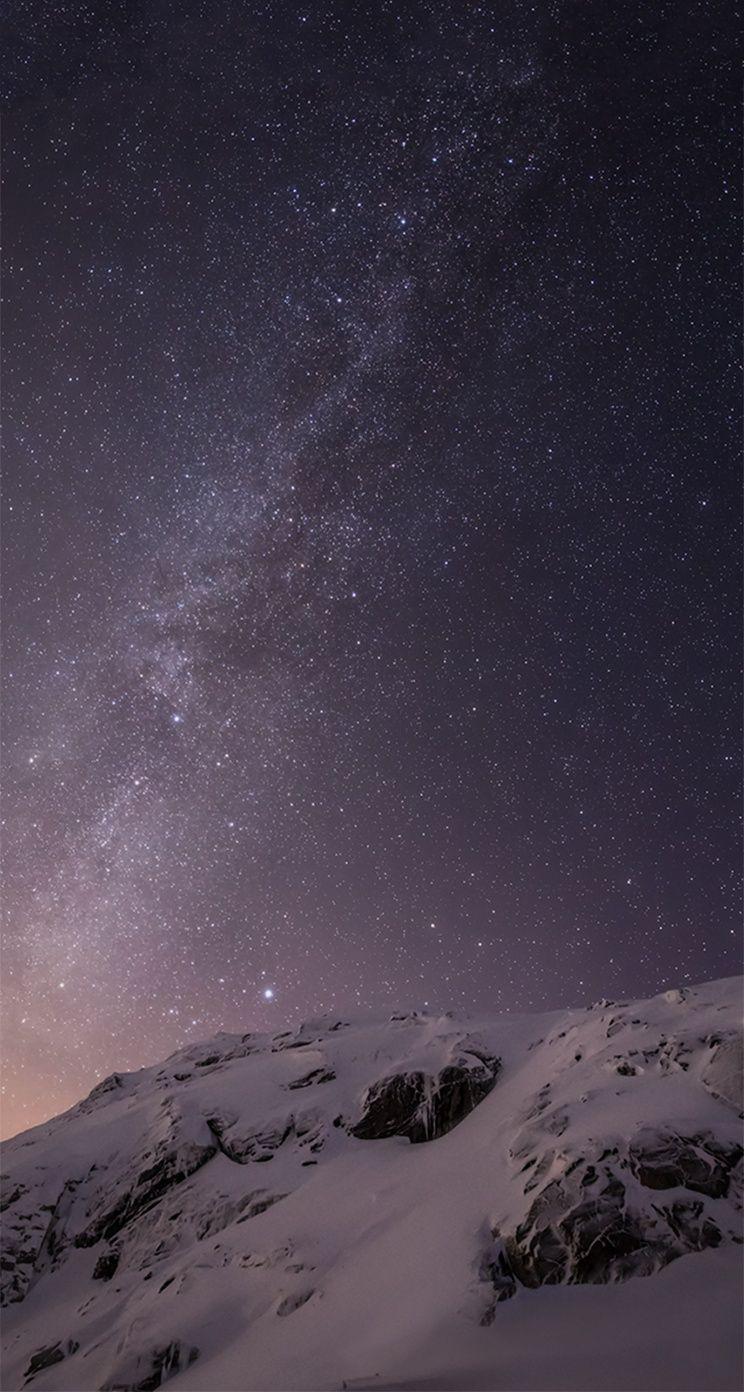 744x1392 iOS 8 Milky Way Over Mountain Parallax mặc định Hình nền iPhone 5 HD