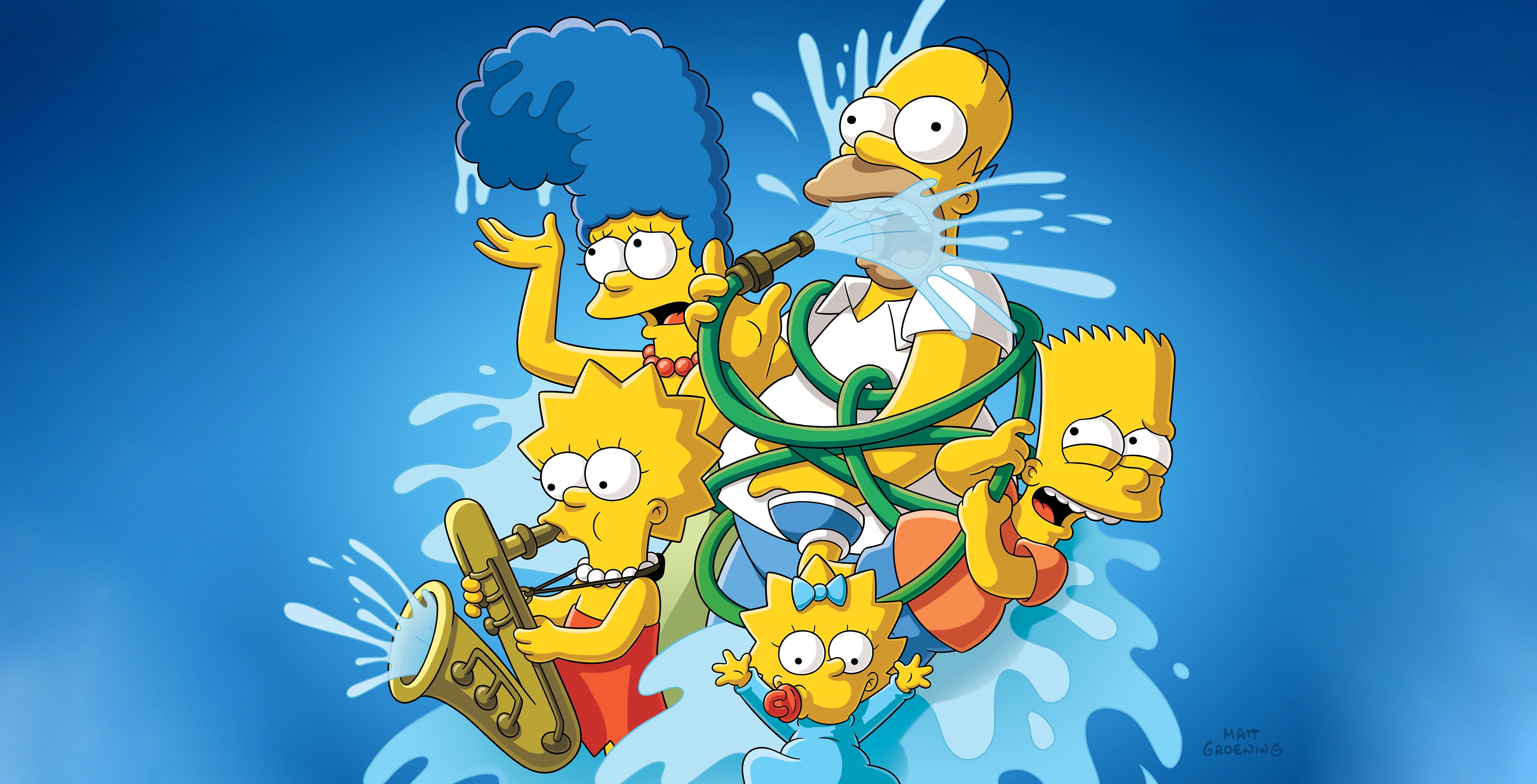 4516x2304 The Simpsons Wallpaper 4K, Homer Simpson, Marge Simpson