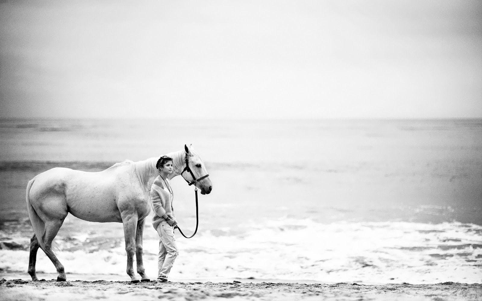 1600x1000 Girl and horse wallpaper on the beach. HD Animals Wallpaper