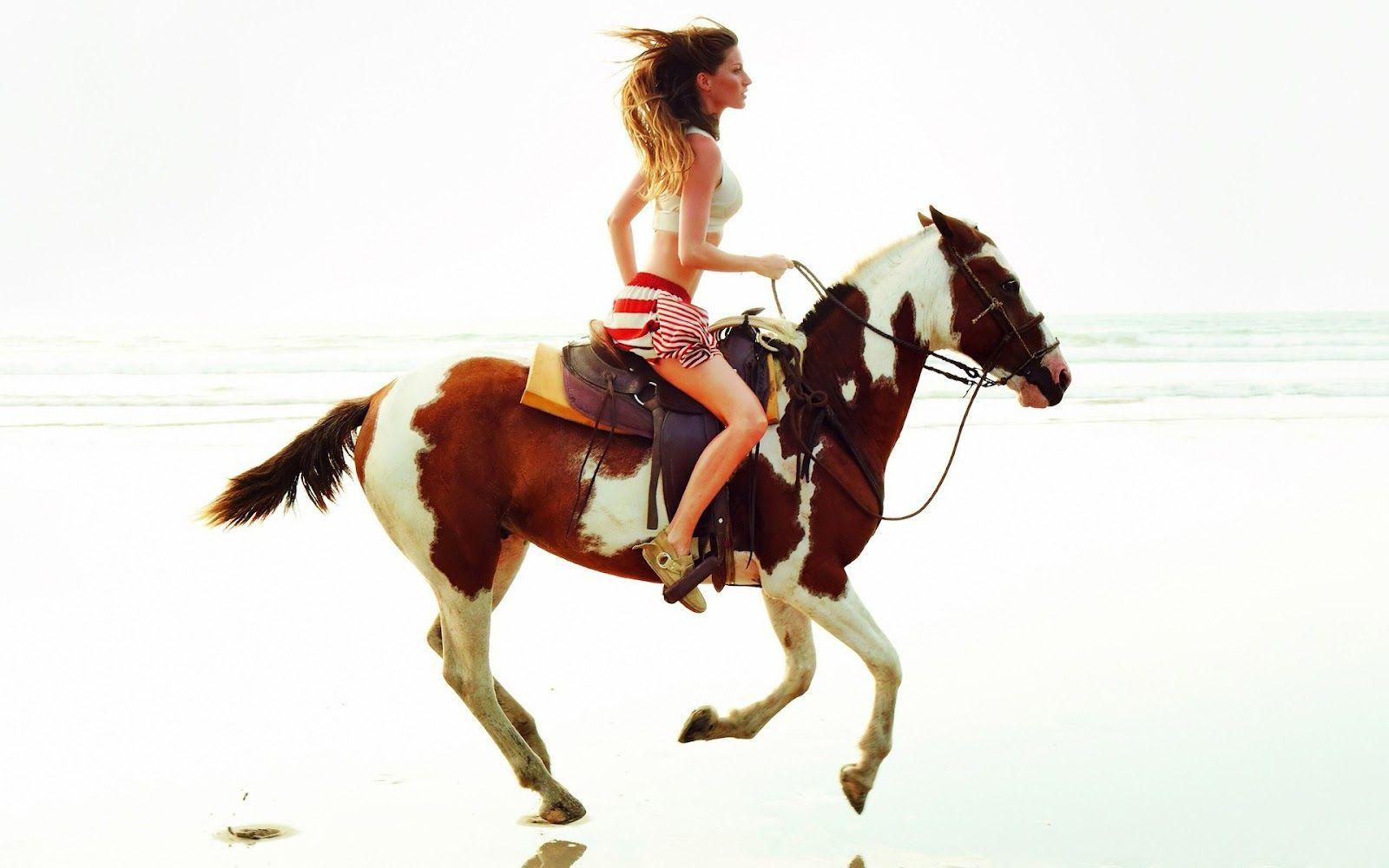 1600x1000 Girl riding horse on the beach. HD Animals Wallpaper