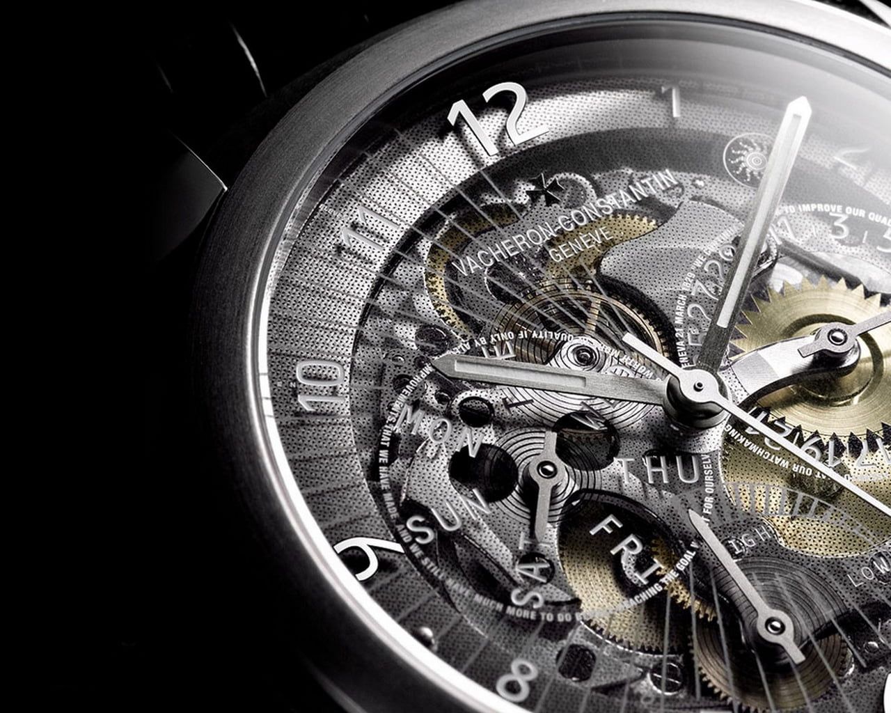 1280x1024 Round silver and black Vacheron Constantin skeleton watch HD wallpaper